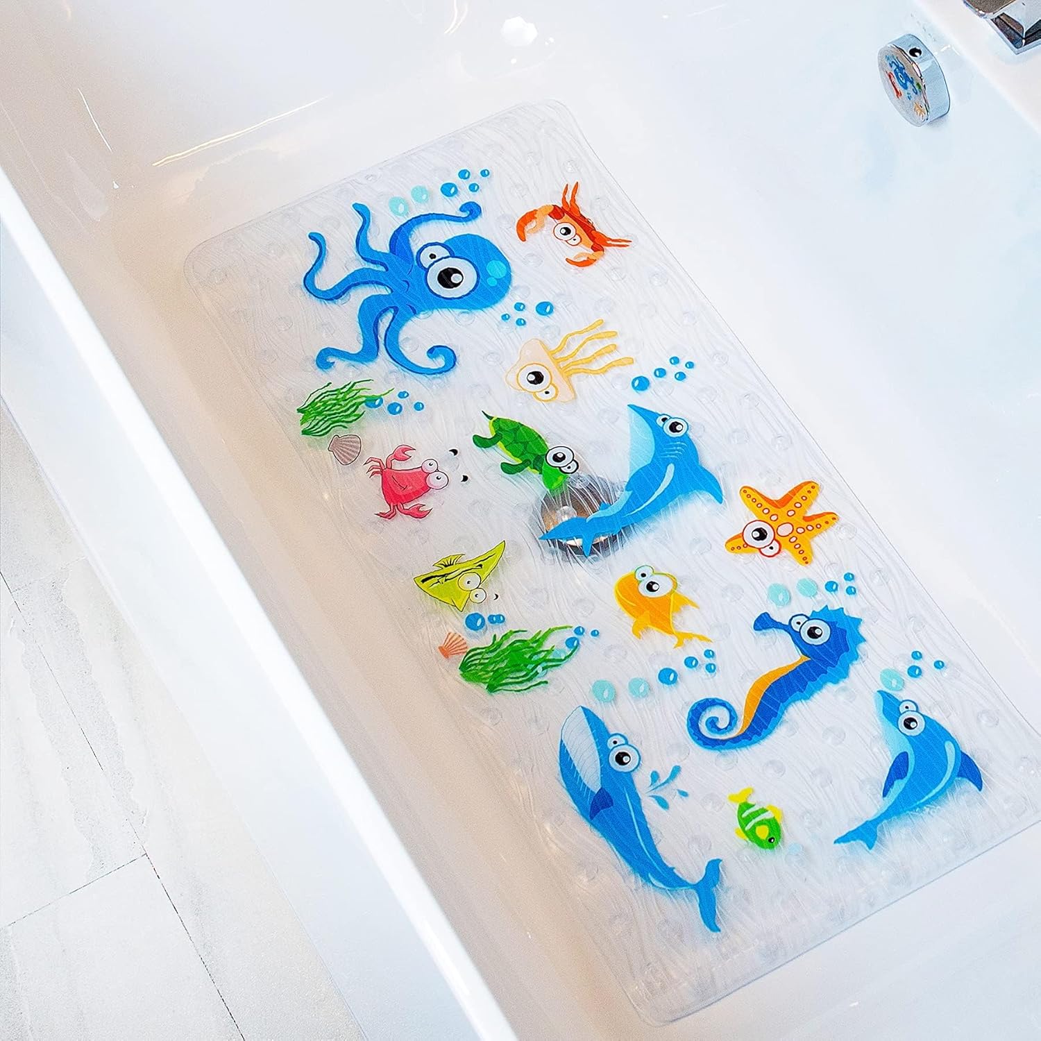 Bath Mats for Kids - Large Non-Slip Cartoon Octopus Design