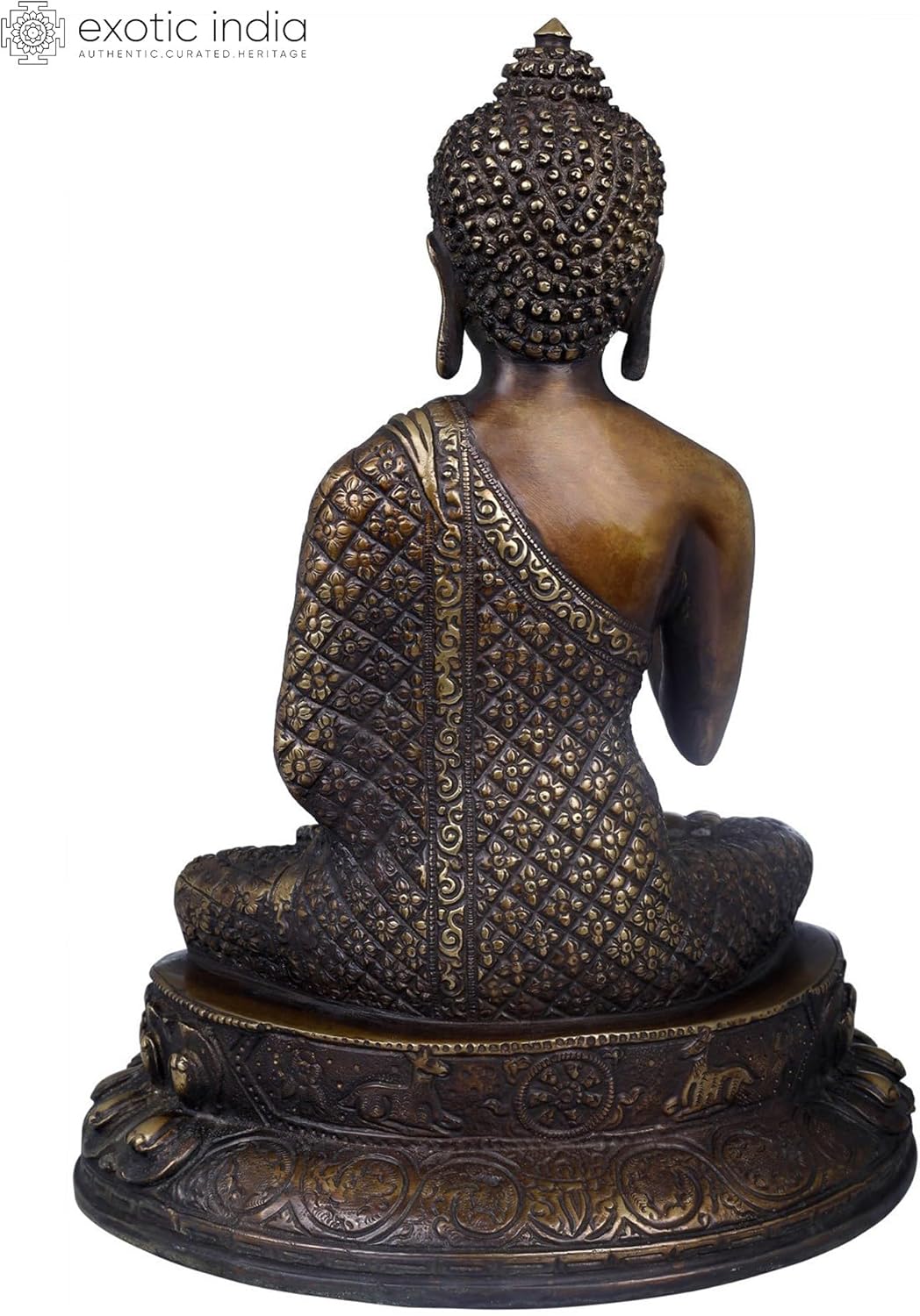 10-Inch Brass Chequered Robe Buddha Statue 1