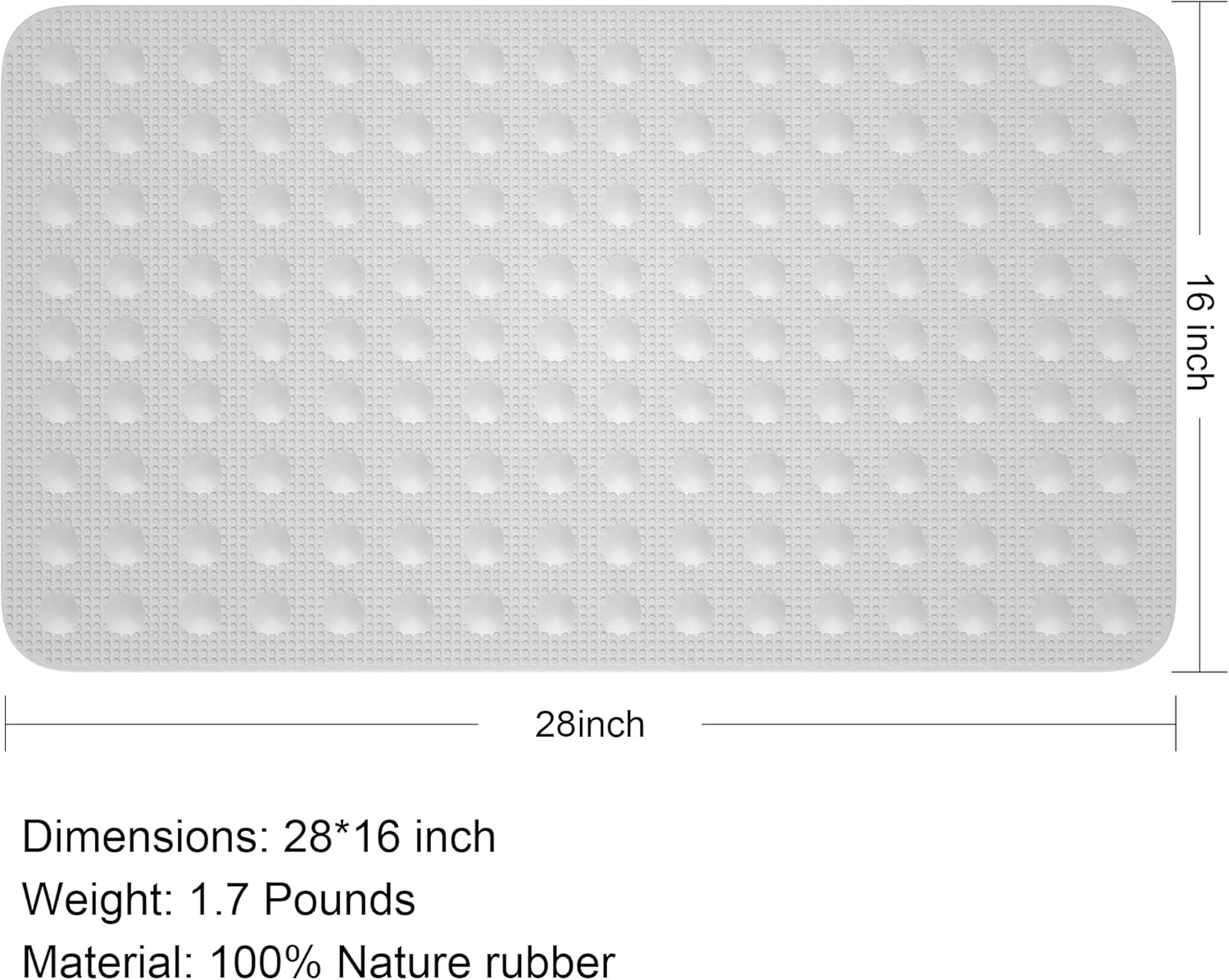 JOYCANO Natural Rubber Bath Mat 28x16 Non Slip