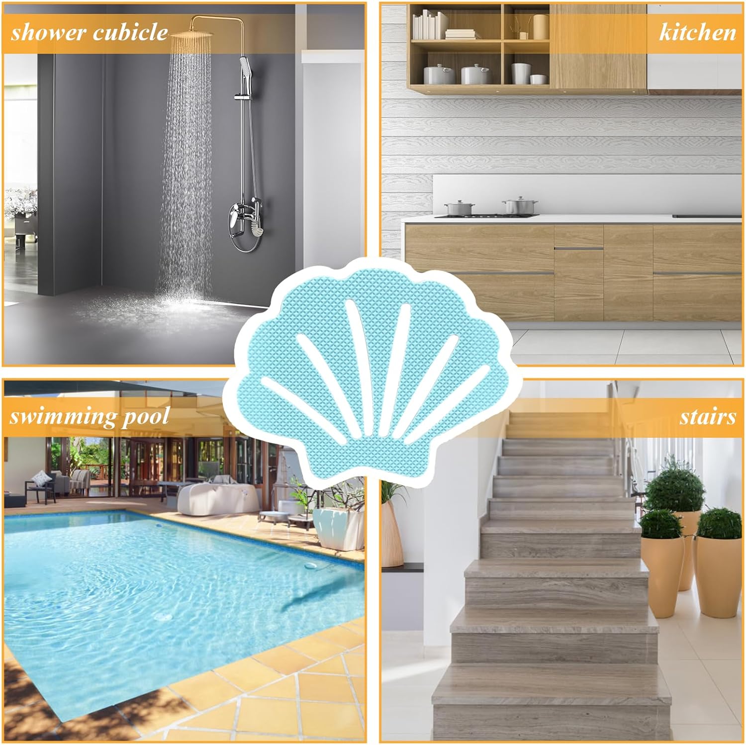 Bathtub Stickers Non Slip 12Pcs Shell Shaped Safety Treads