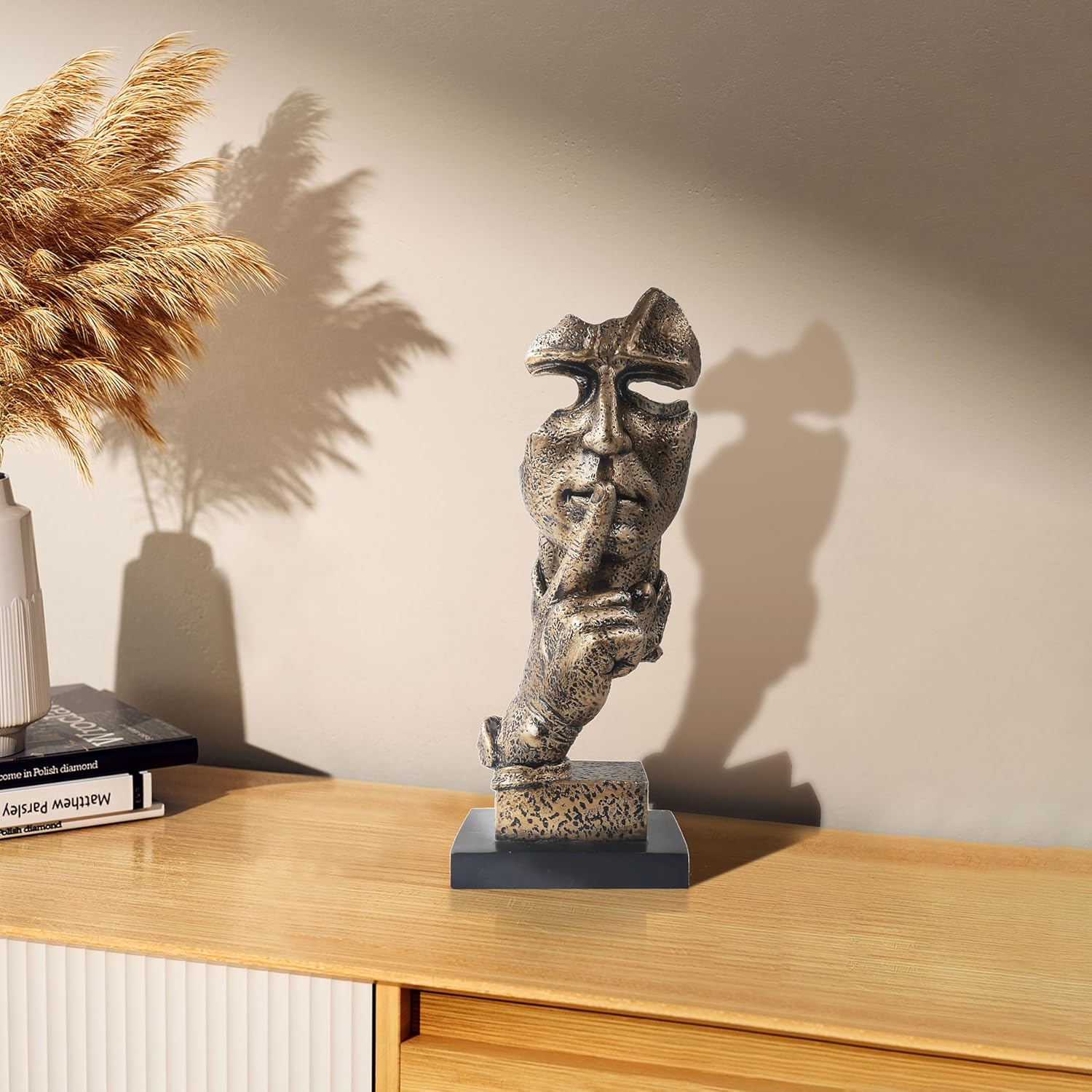 Silence is Golden Resin Statue 12 Bronze Thinker Decor