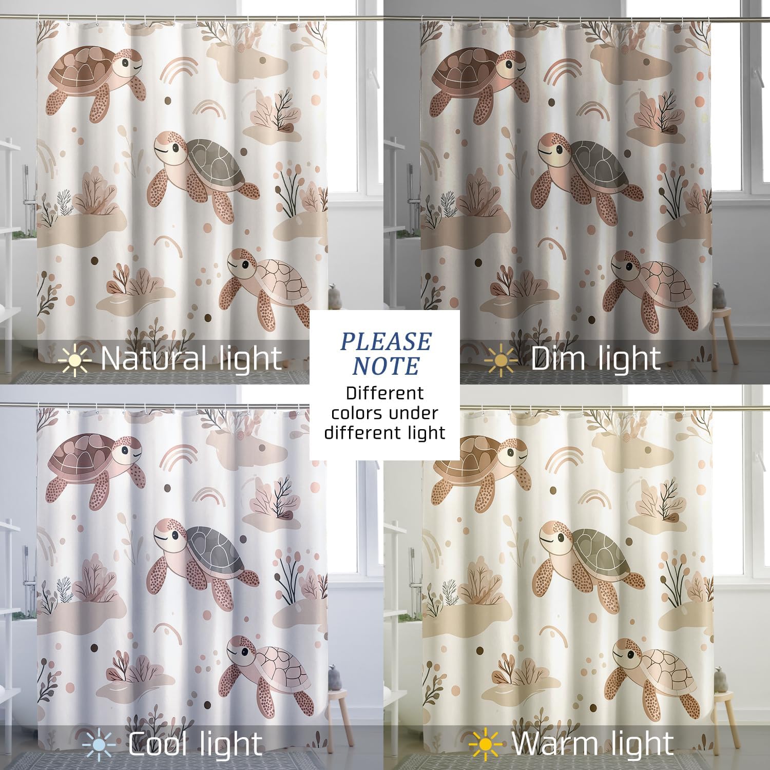 Kids Sea Turtle Decorative Shower Curtain Set