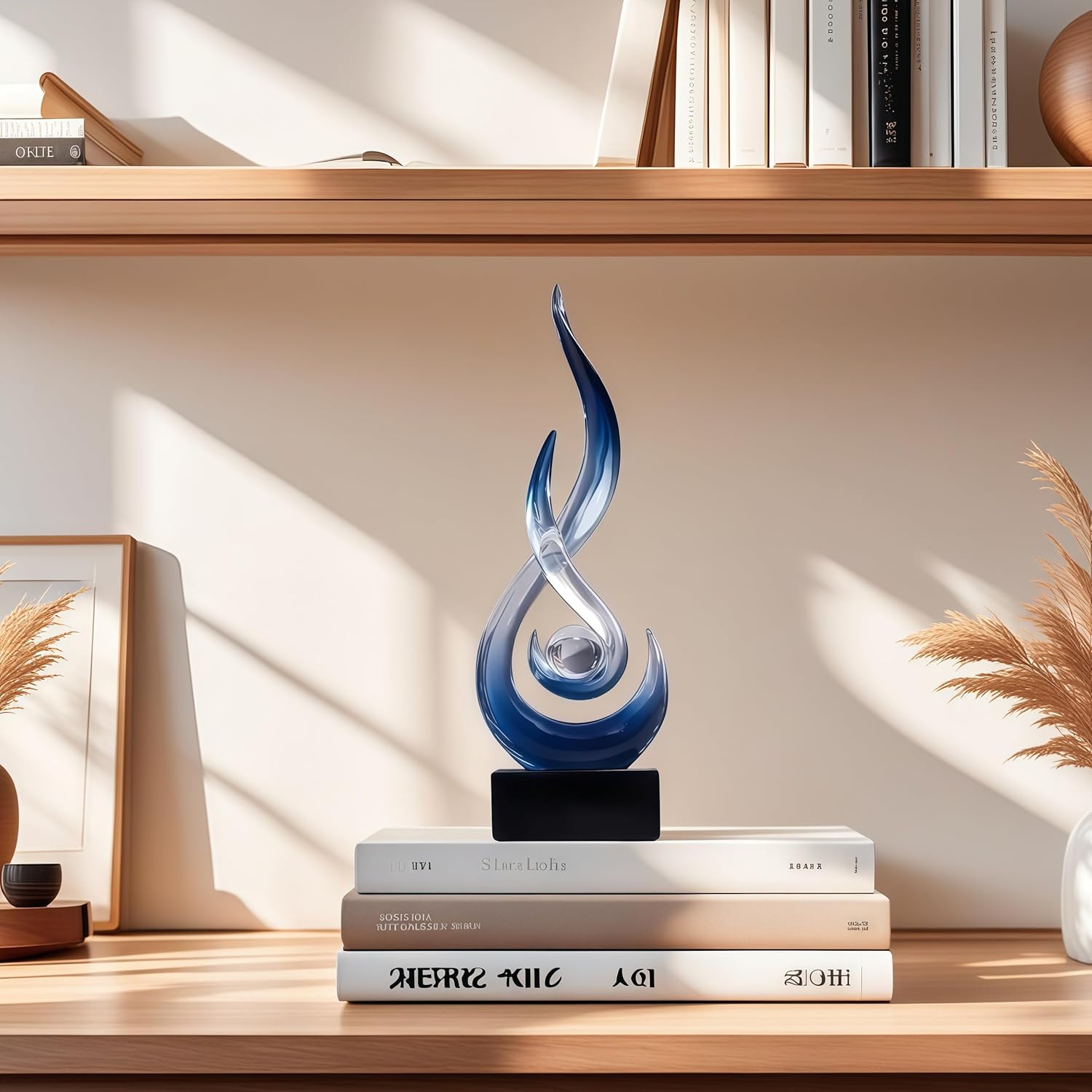 Flame Sculpture Modern Resin Art Decoration in Blue Gradient