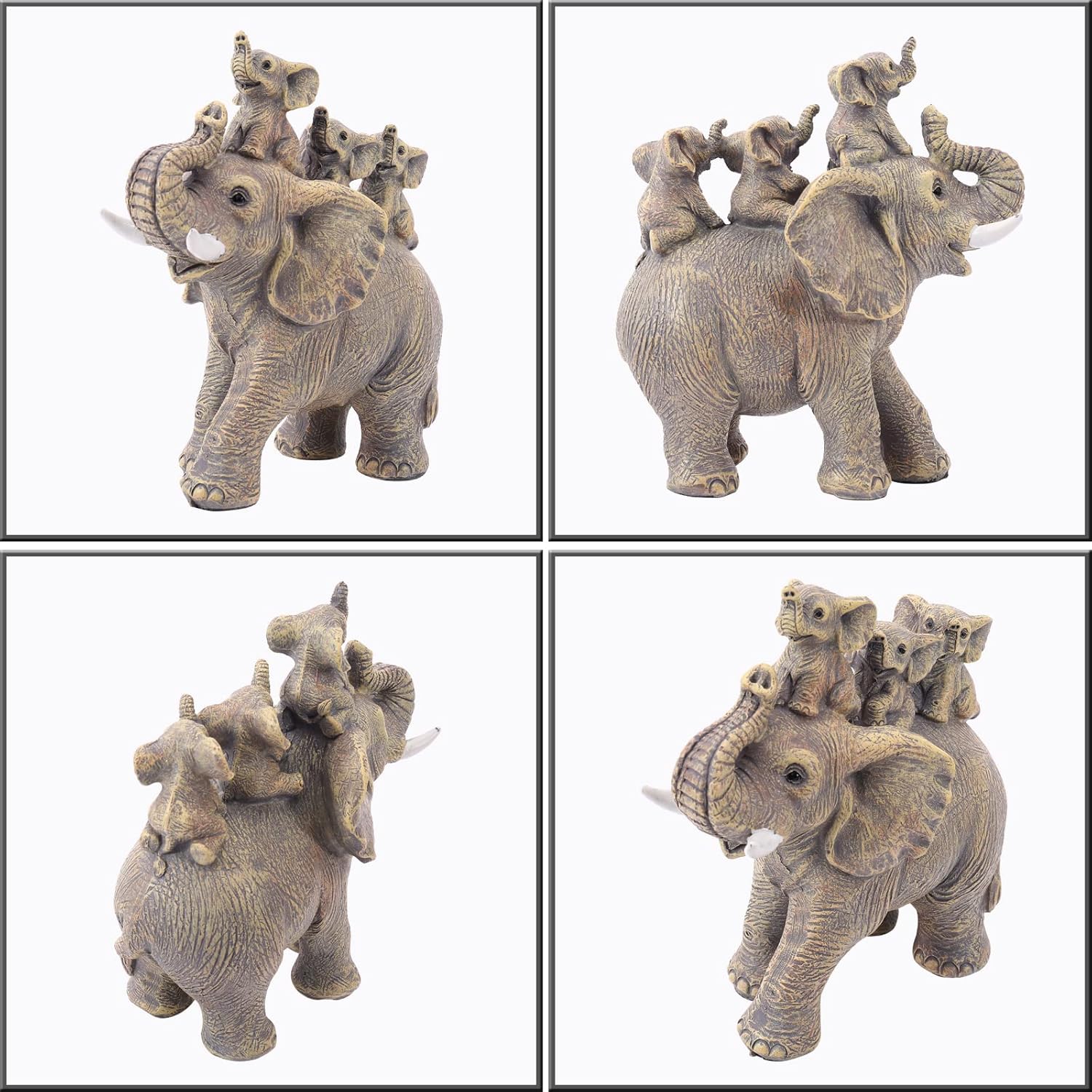 Cute Elephant Statue with Three Calves Home Decor