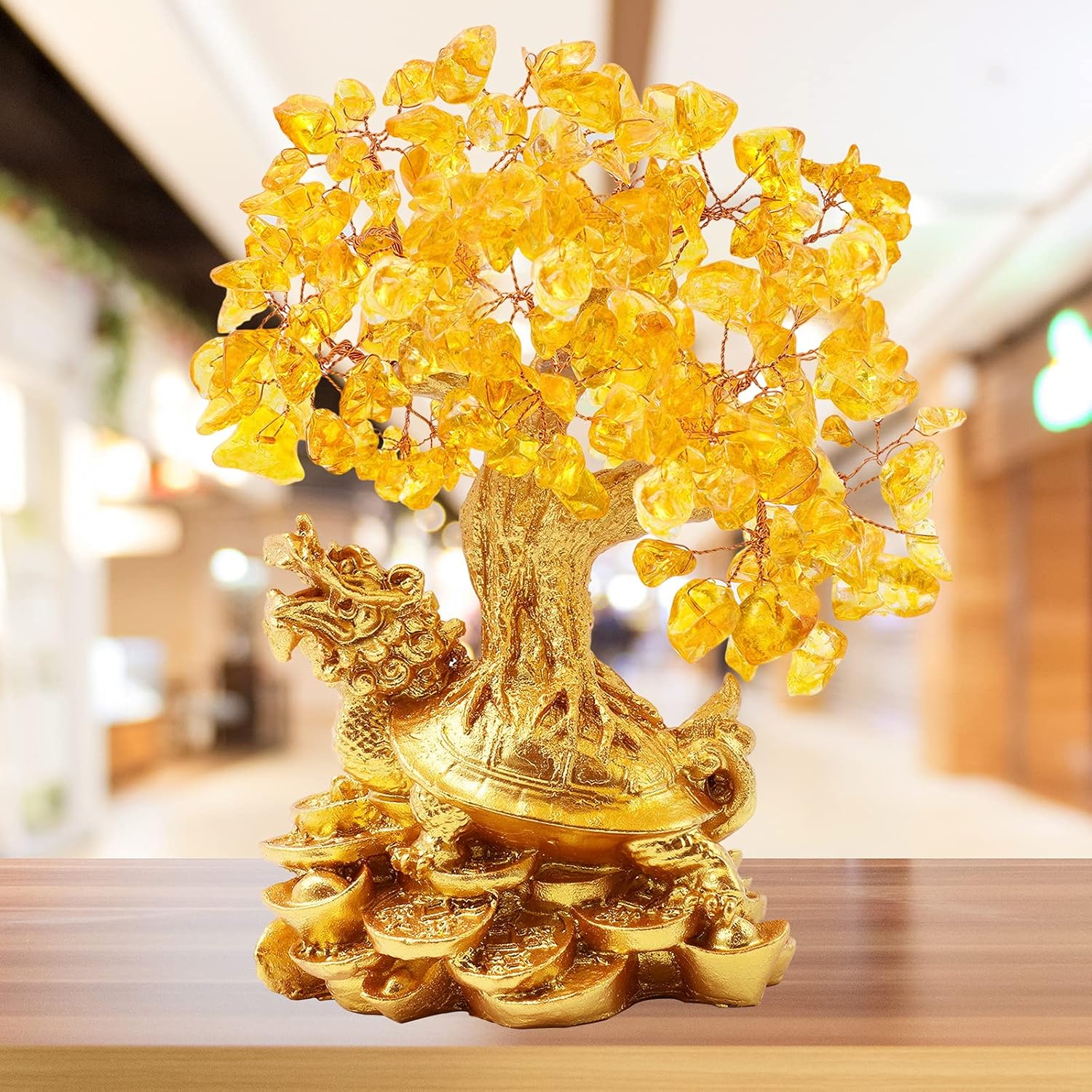 Bwinka Dragon Turtle Crystal Fortune Money Tree Bonsai Ornament 73inch
