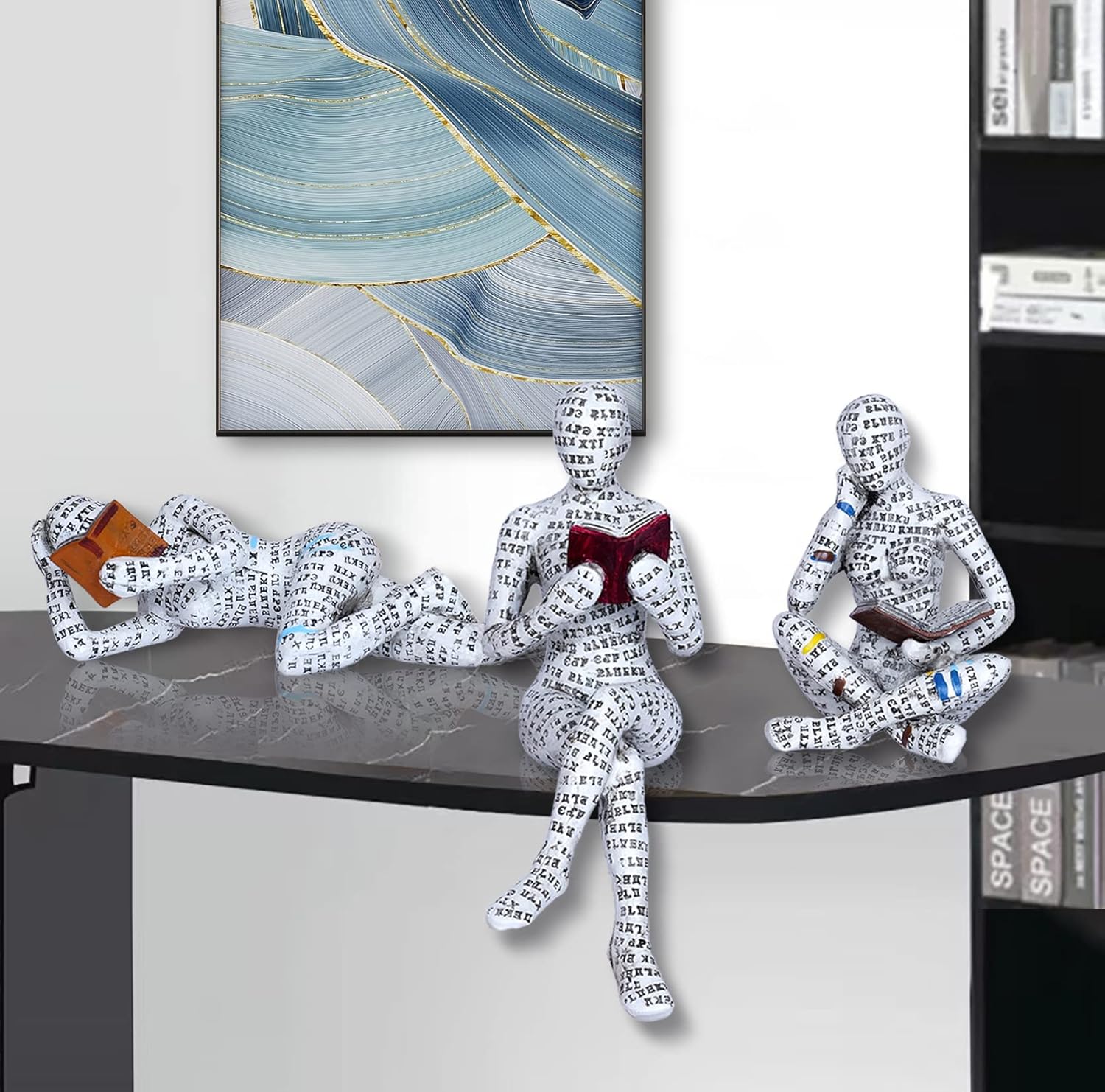 3 Pcs Pulp Reading Women Figurine Decor Set