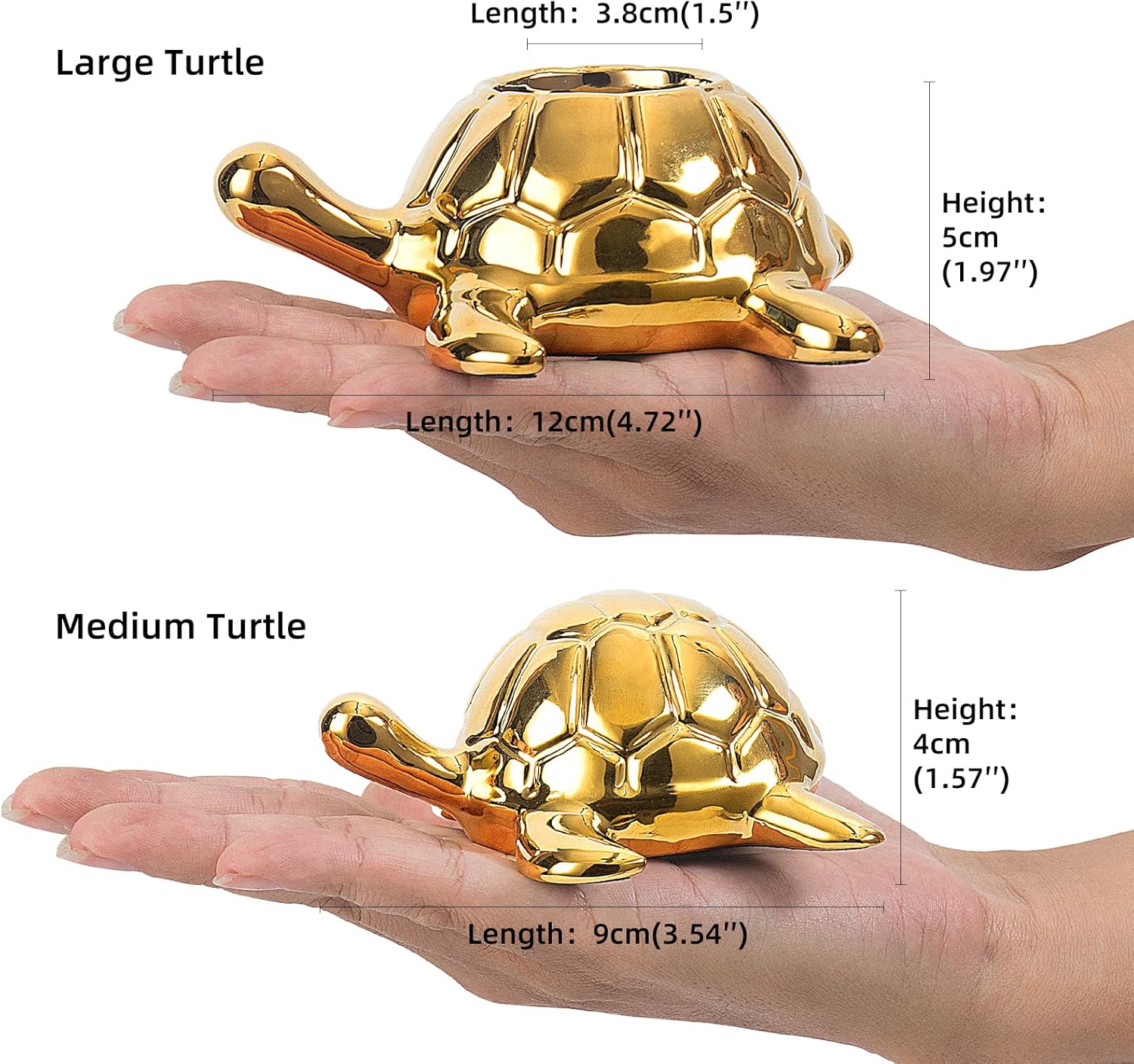 Golden Turtle Statue - Gold Ceramic Home Decor Ornament