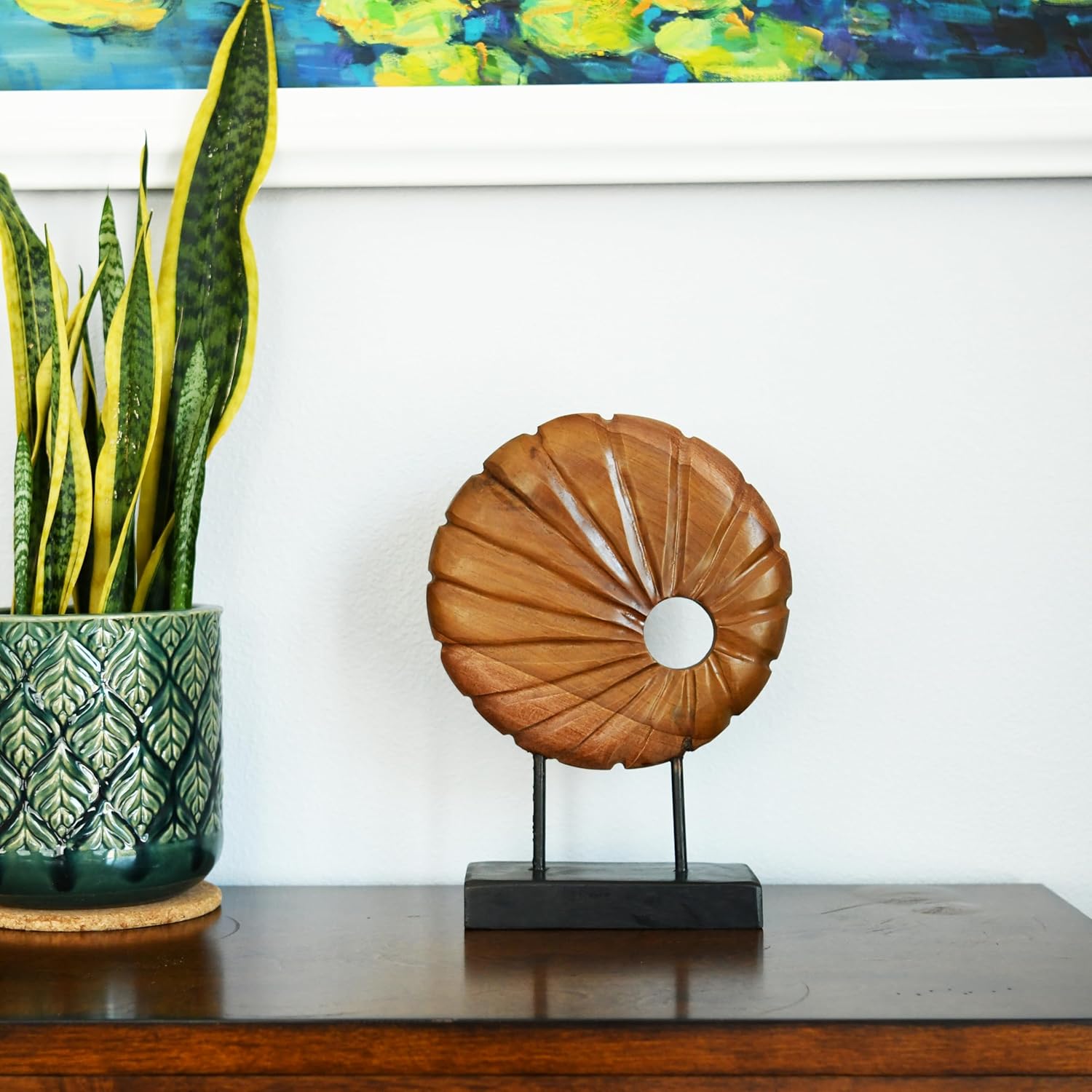 Teak Sculpture Home Dcor with Base 138x98x35