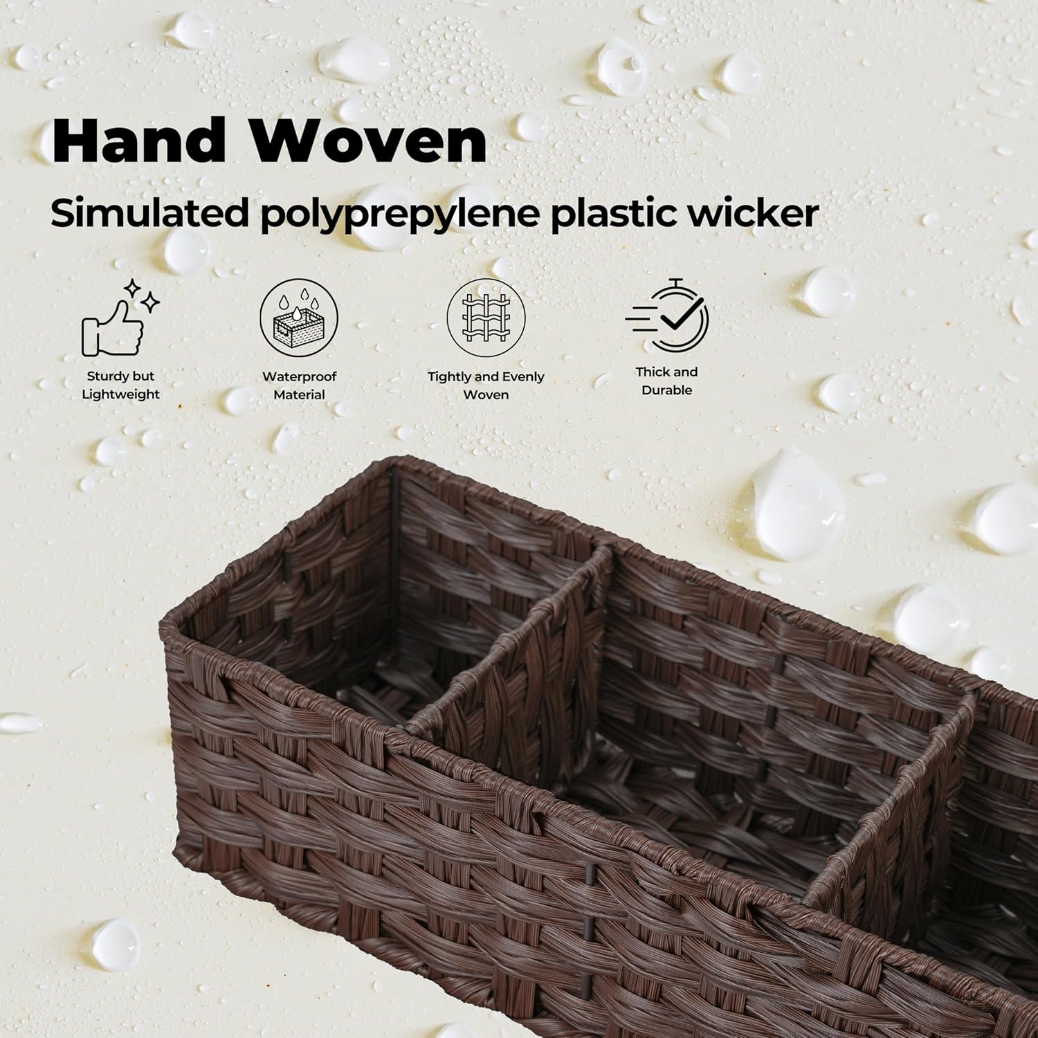 GRANNY SAYS 2-Pack Wicker Bathroom Baskets with Dividers