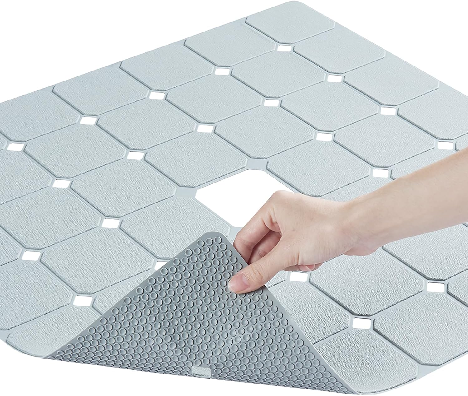 MeimeiDe Non-Slip Silicone Shower Mat 24x24 Inch Grey