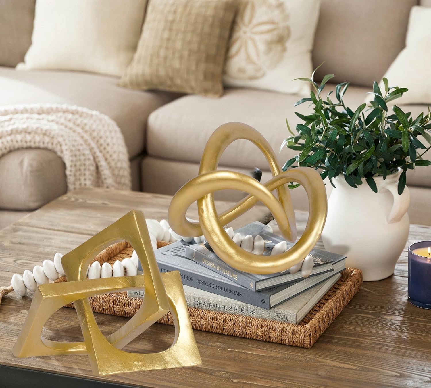 Modern Geometric Round Sculpture Gold Knot Decor Home Decor