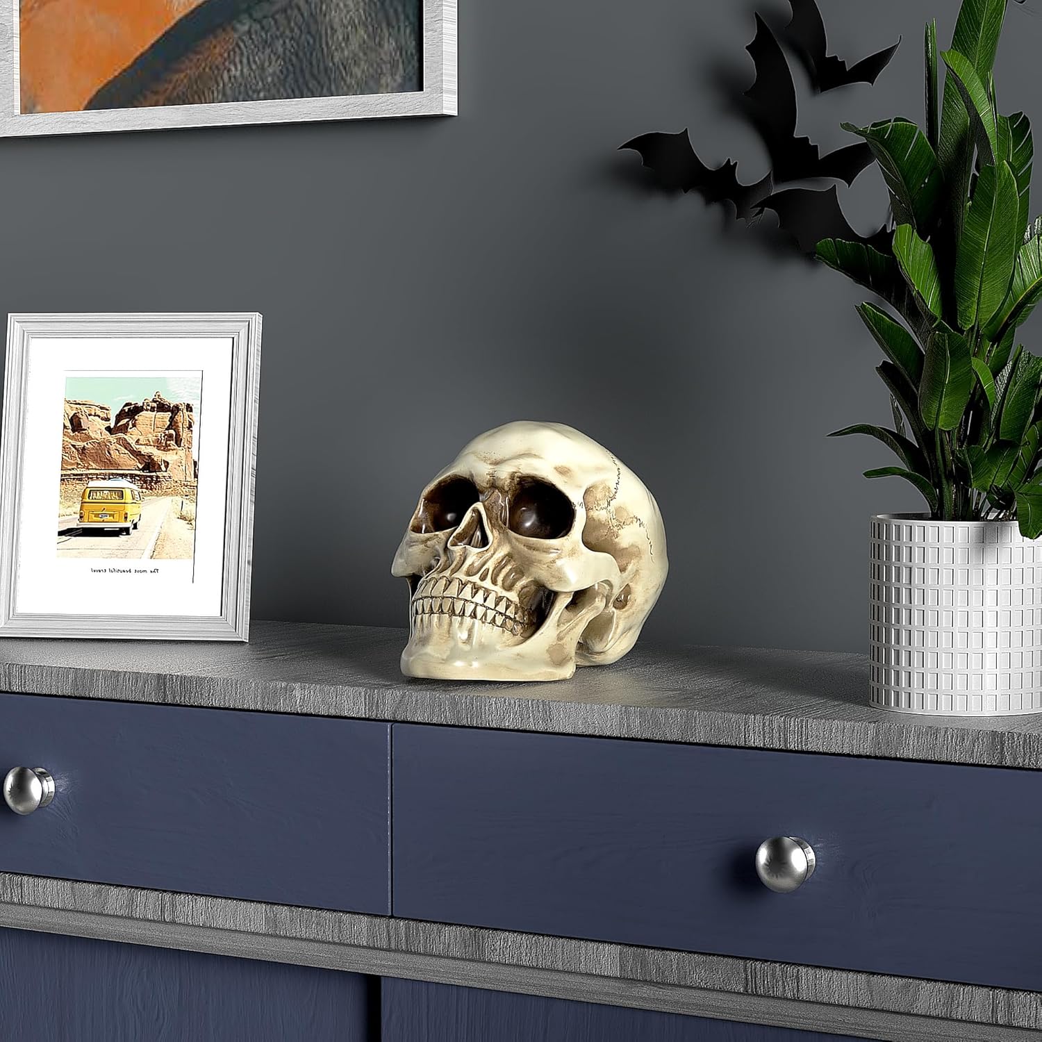READAEER Resin Skull Statue for Home Decor