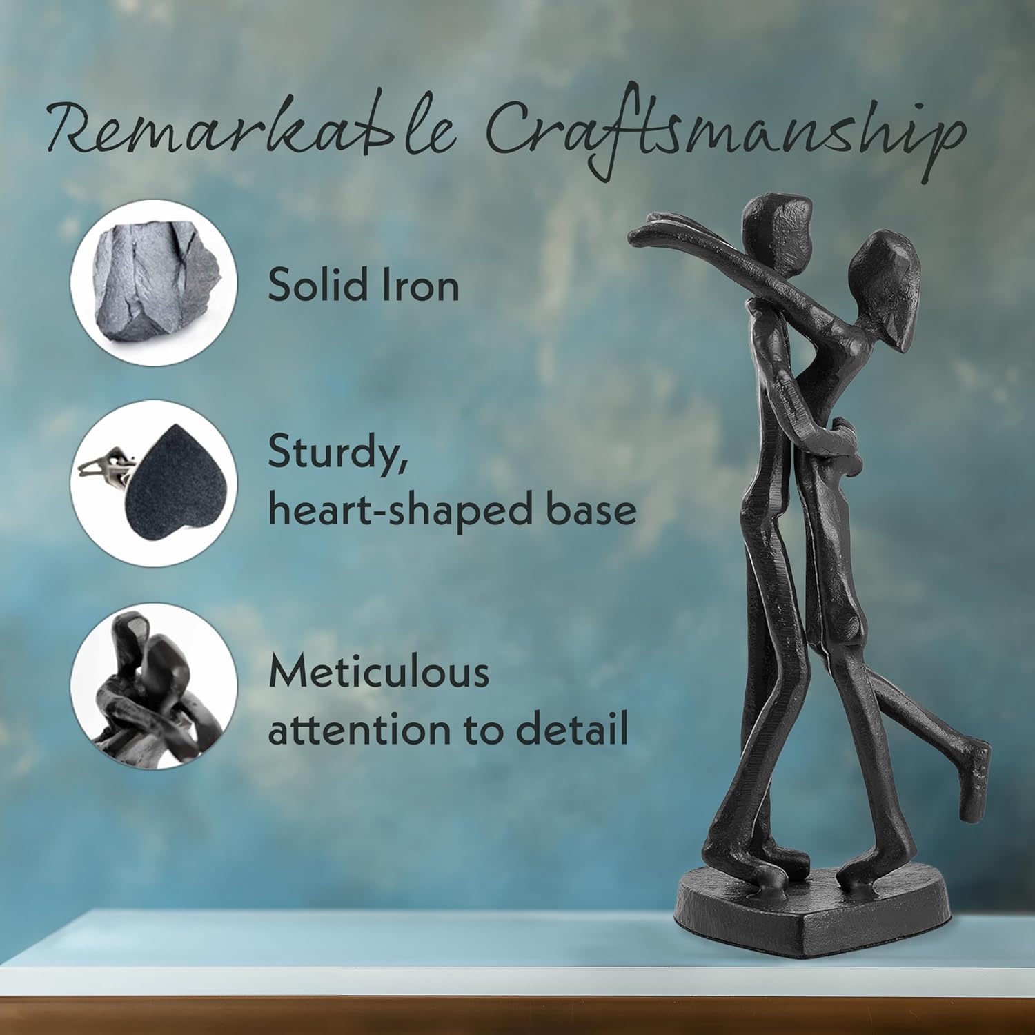 6th Anniversary Couple Iron Sculpture Romantic Gift for Her