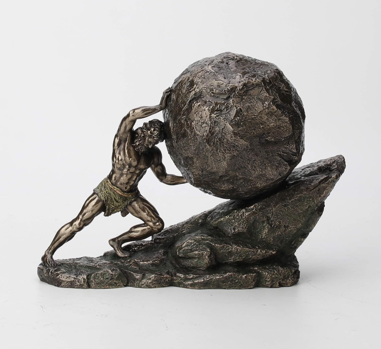 Veronese Design 8 18 Inch Sisyphus and The Eternal Boulder Bronze Finish Statue