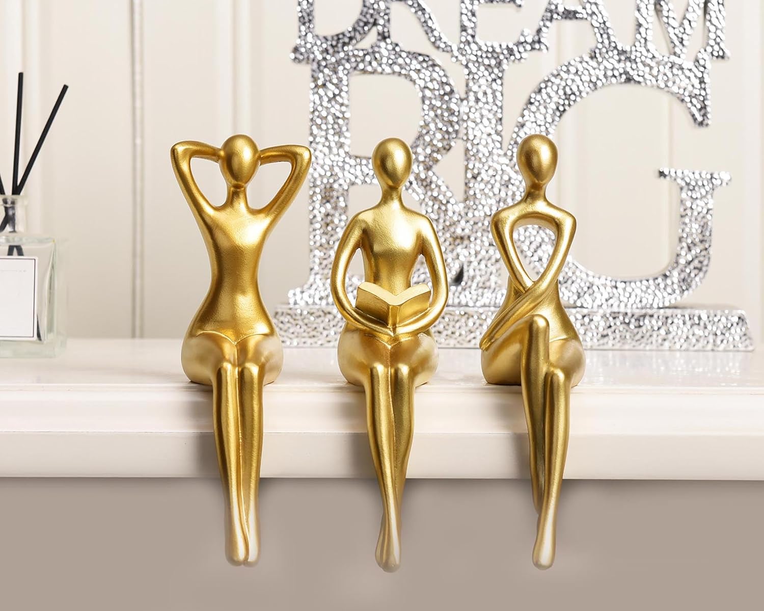 Quoowiit Gold Thinker Statue Set of 3