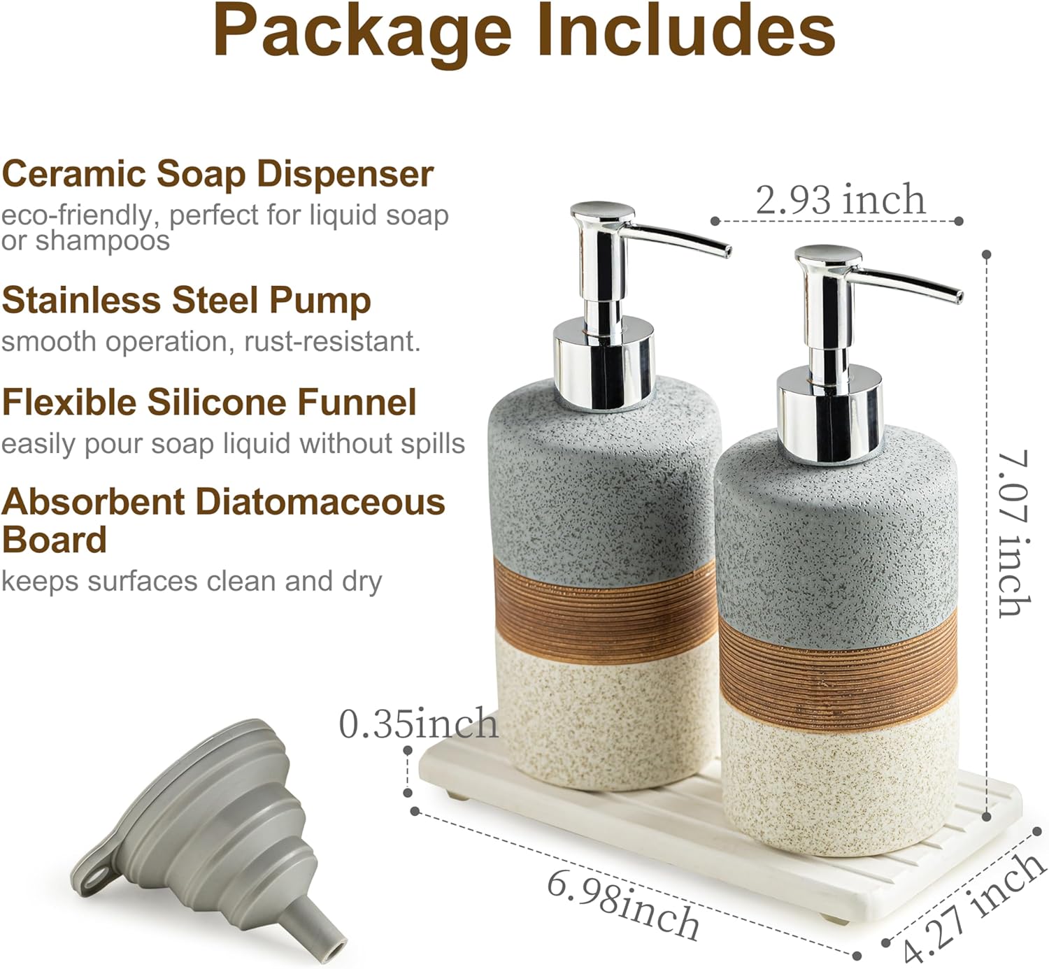 Cormomu Ceramic Soap Dispenser Set 2 Pack