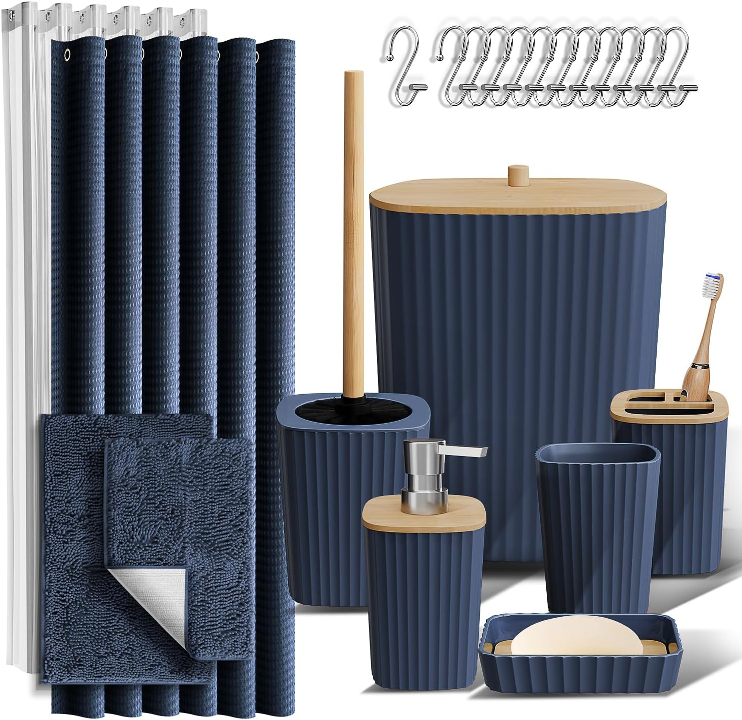 Clara Clark 22PC Navy Bathroom Accessory Set