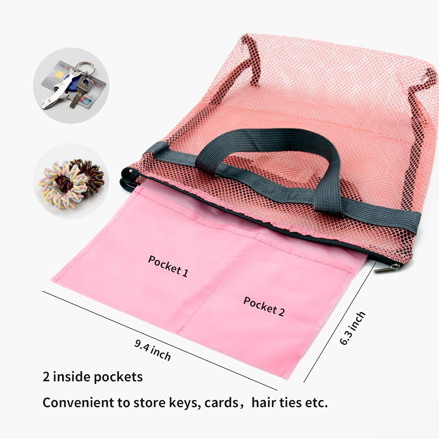 TOPASION Mesh Shower Caddy Bag - Portable Toiletry Organizer with Zipper for Travel and Gym