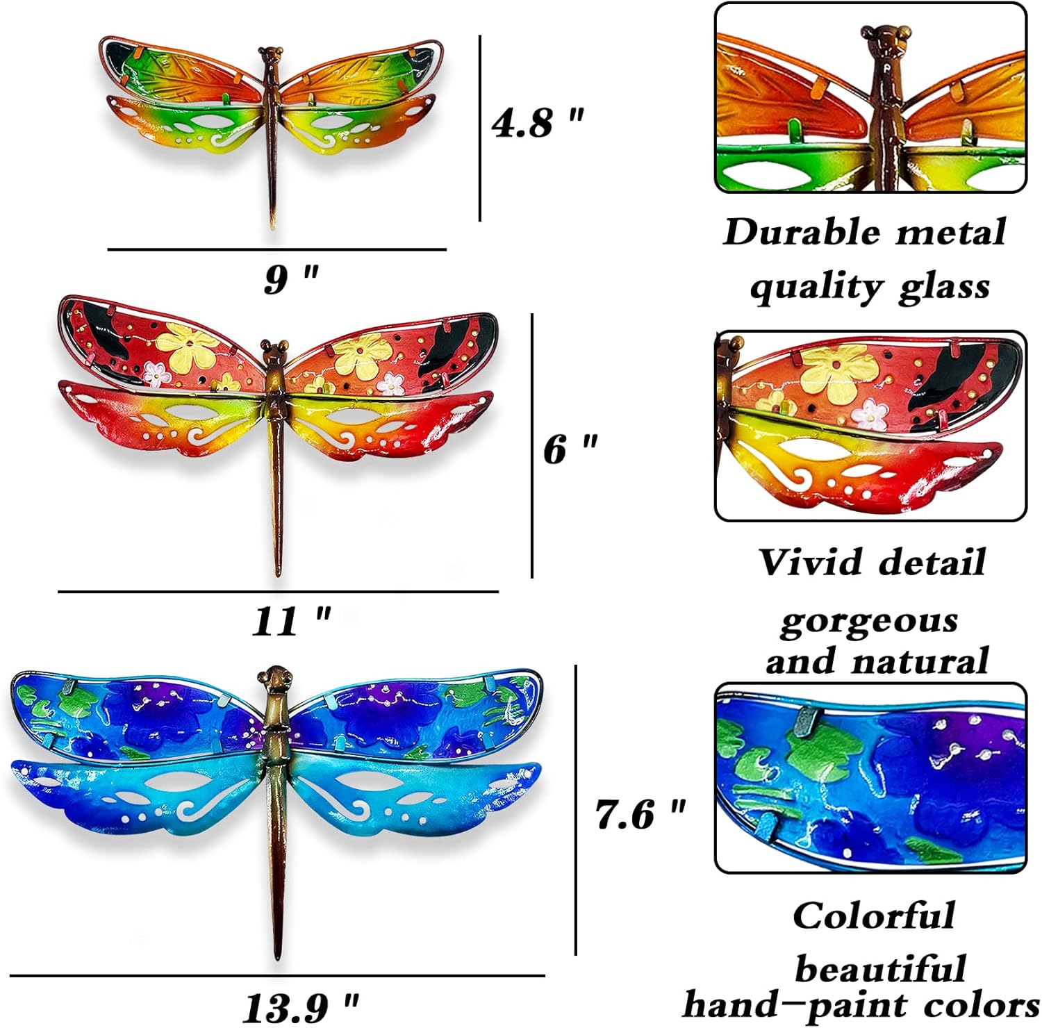 Johns Studio Dragonfly Wall Decor - 3PCS Metal Garden Art