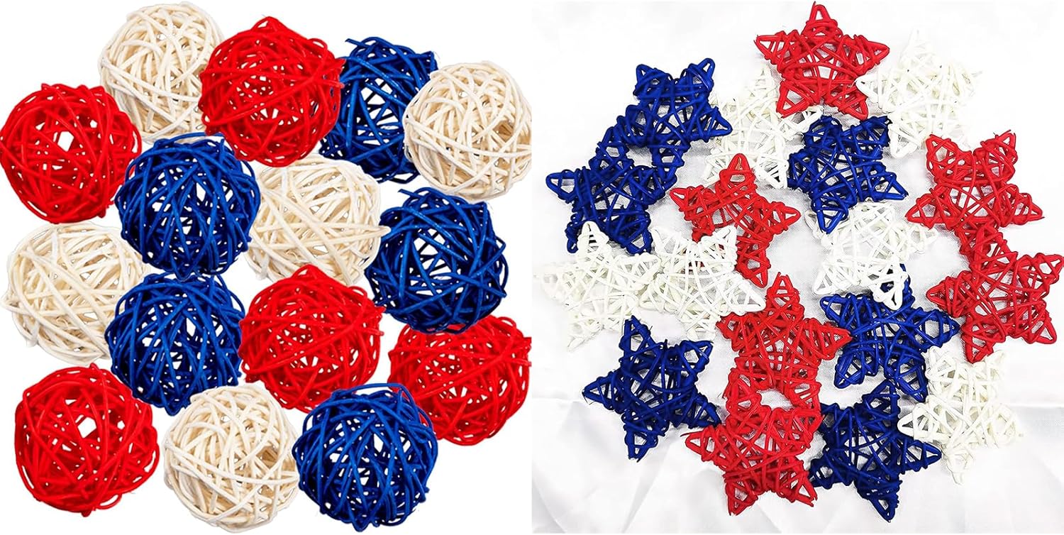 GuassLee 4th of July Decorative Balls 18pcs Red White Blue