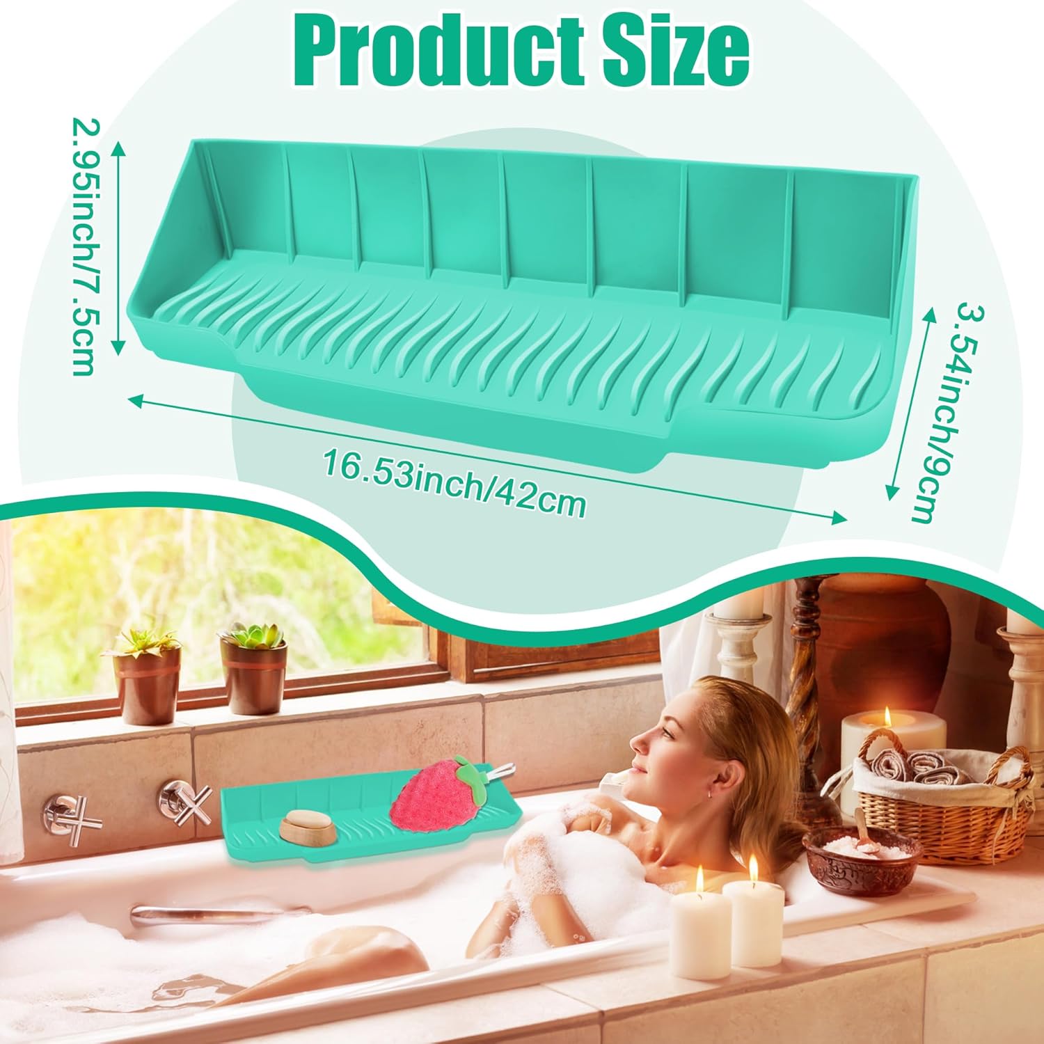165 Inch Silicone Bathtub Splash Guard with 6 Suction Cups