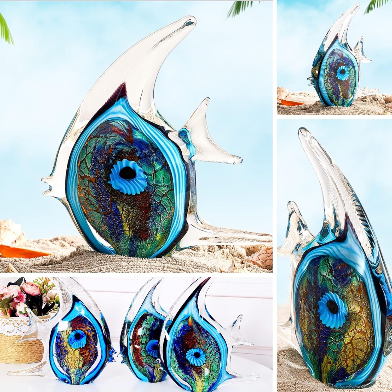 EUSTUMA Hand Blown Glass Tropical Fish Figurine Ornament 1