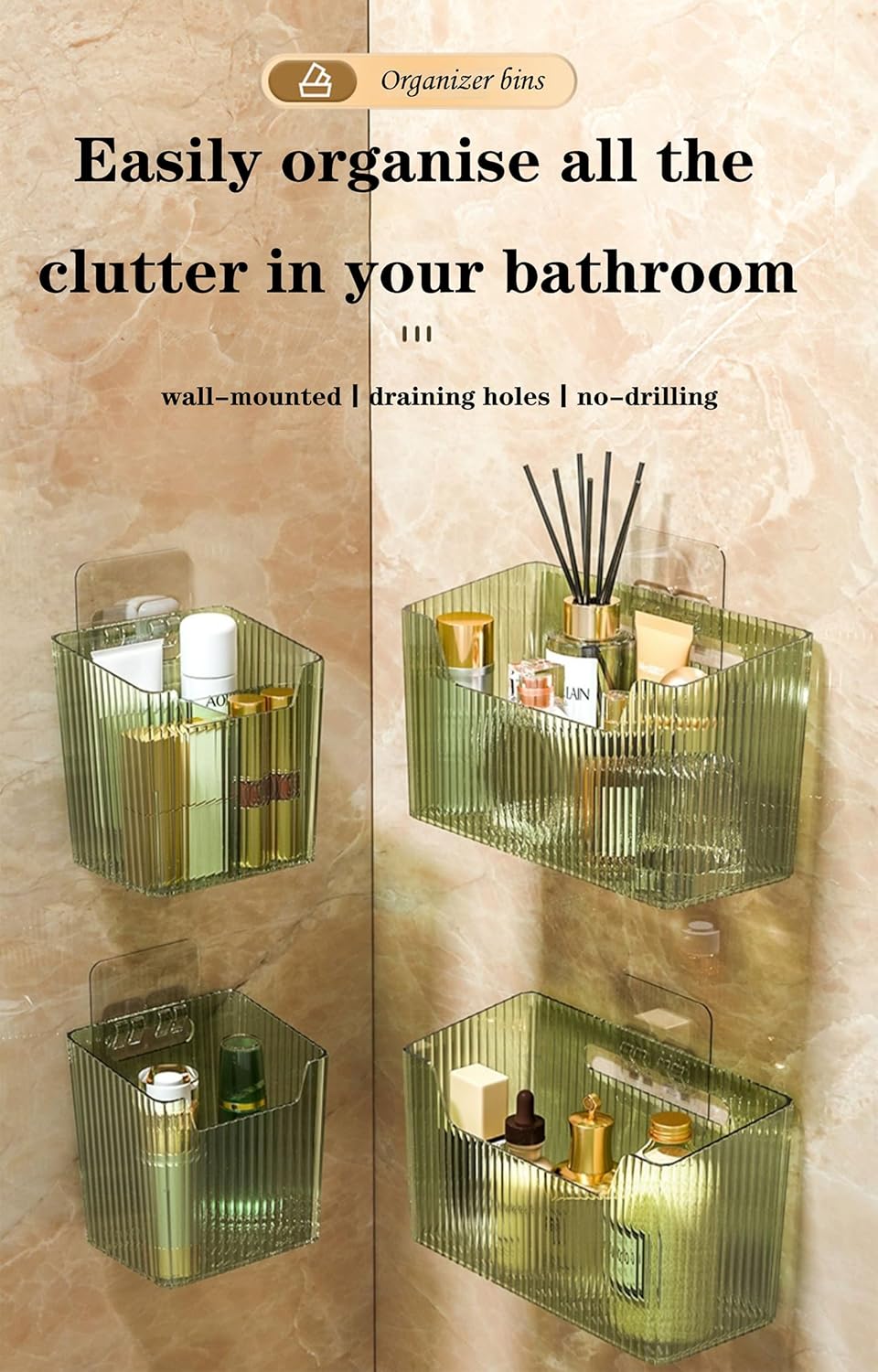 Lae Nuvole Wall Mounted Shower Caddy Storage Basket Set Of 2