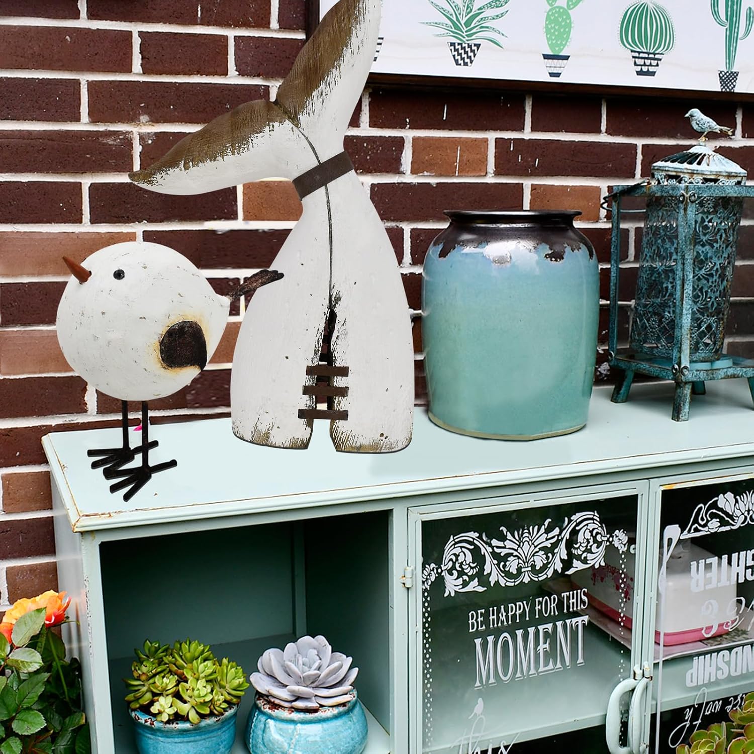 Wooden Seagull Statues Rustic Home Decor