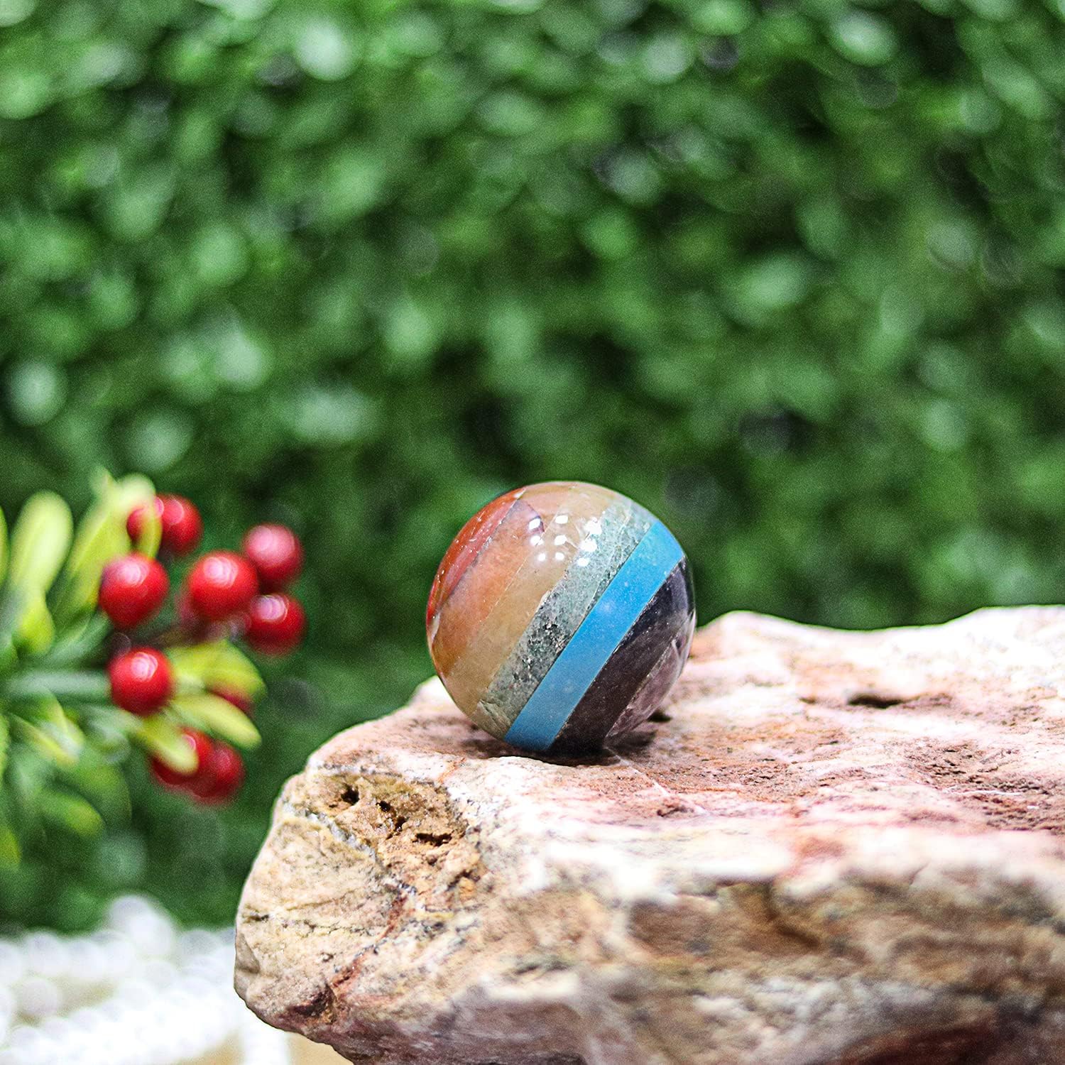 Quartz Crystal Healing Ball With Seven Gemstones for Home Decoration