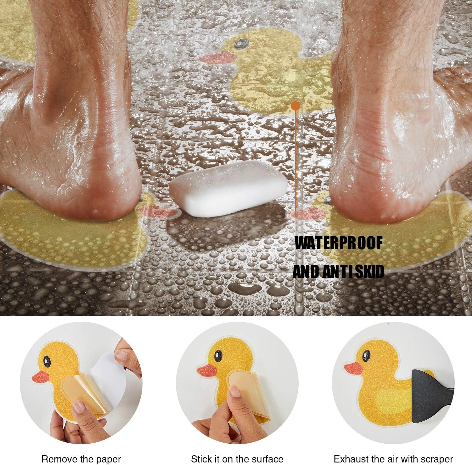 Secopad Non-Slip Bathtub Stickers with Duck Decal