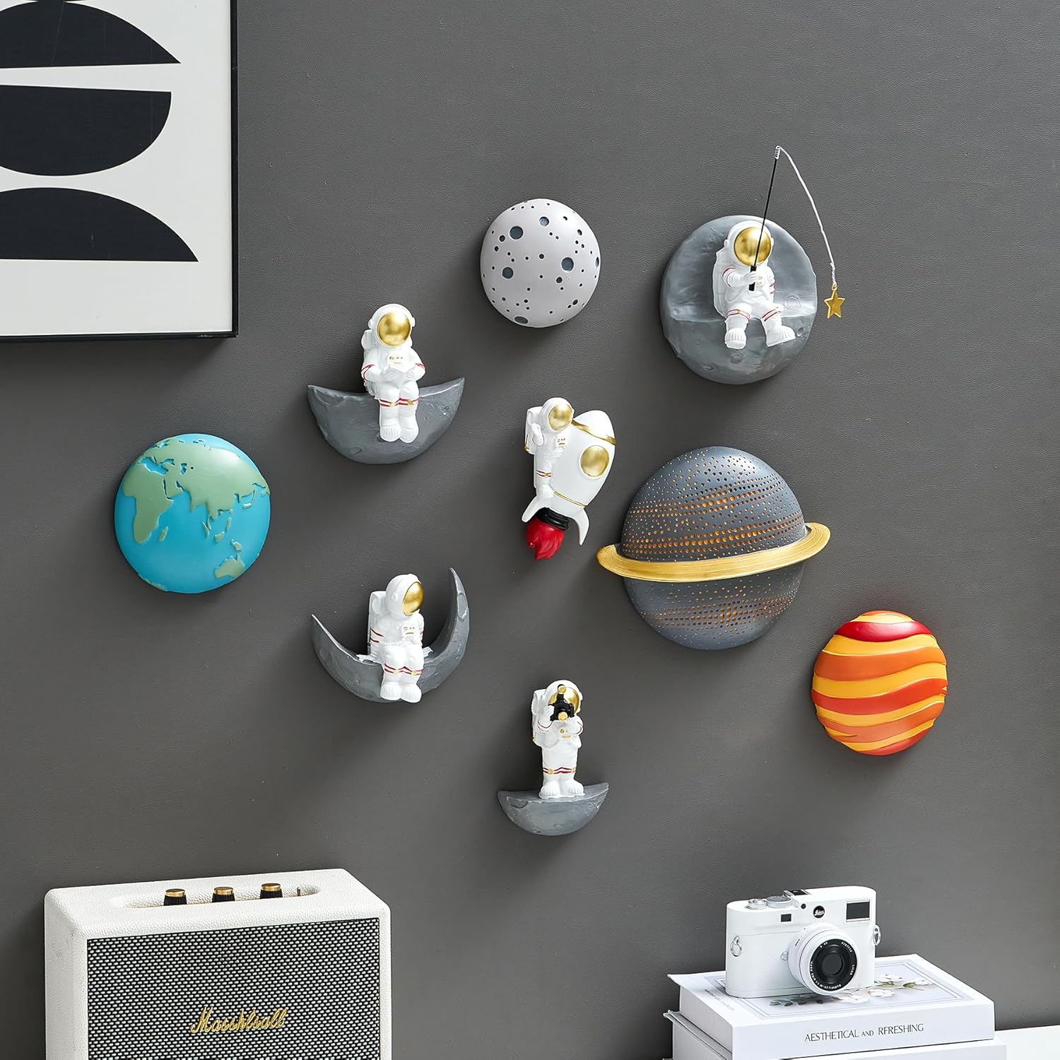 FJS Astronaut Wall Decor Set of 5 3D Space Art