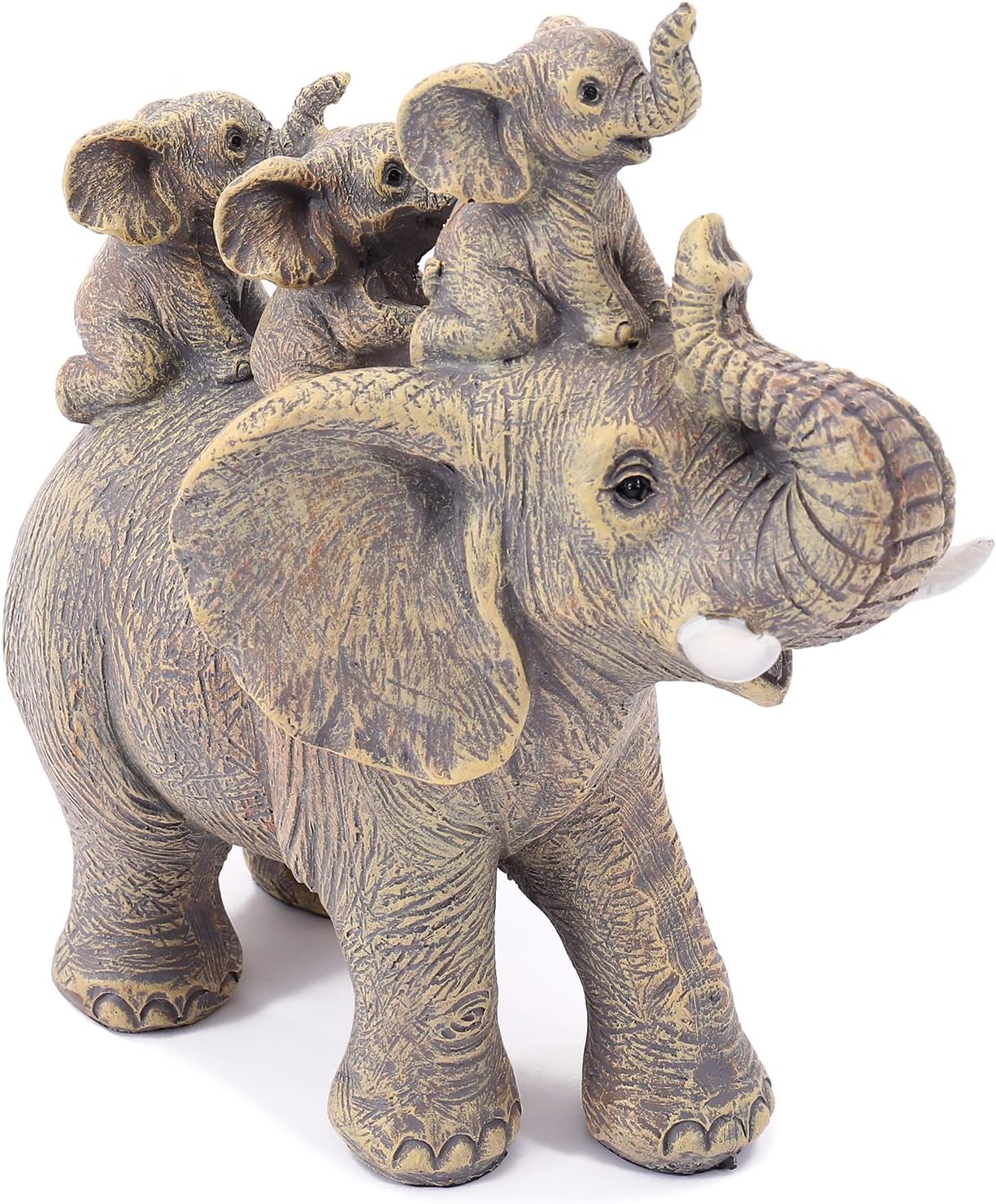 Cute Elephant Statue with Three Calves Home Decor