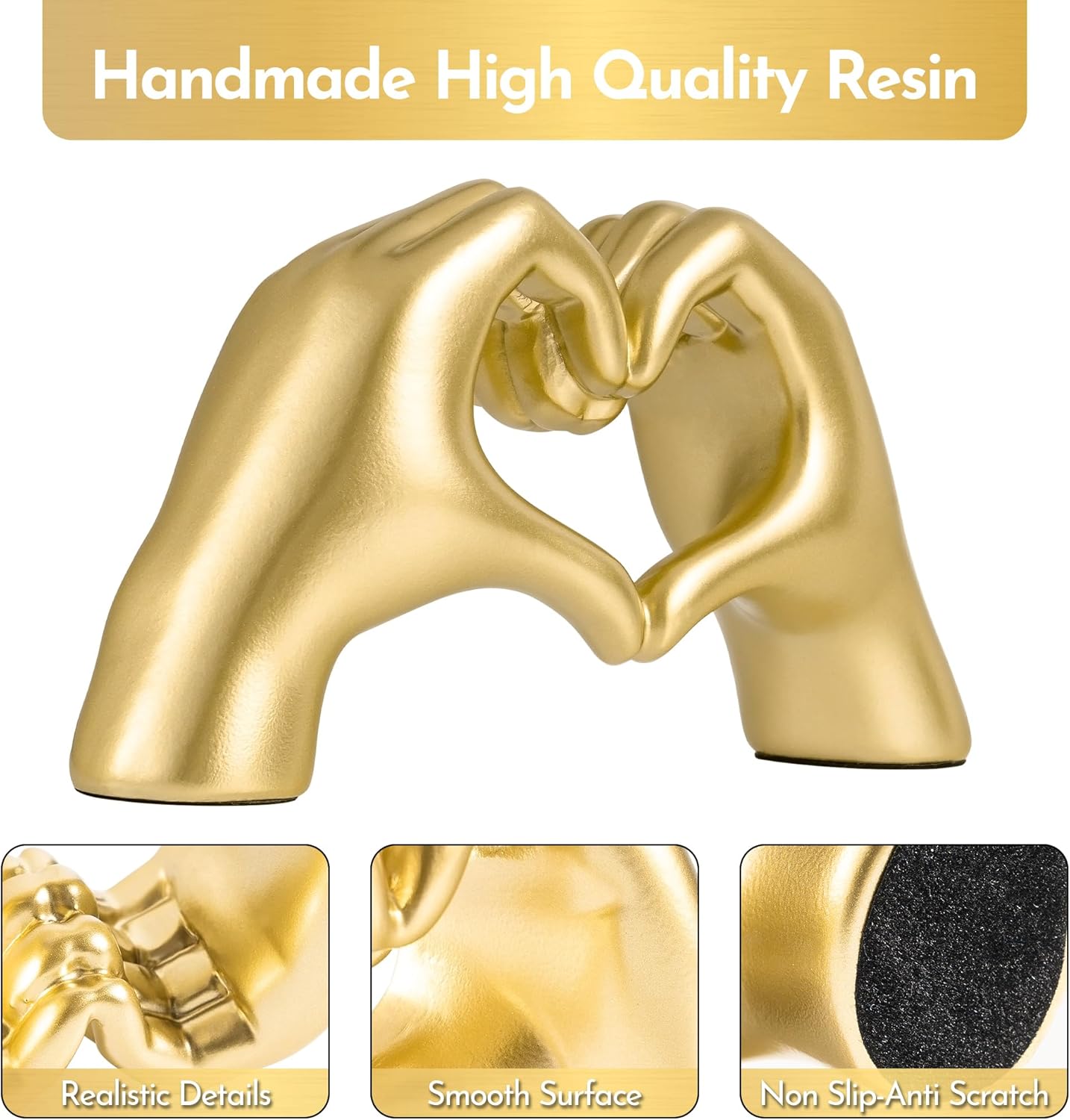 Heart Hands Sculpture - Gold Decor Living Room Accent