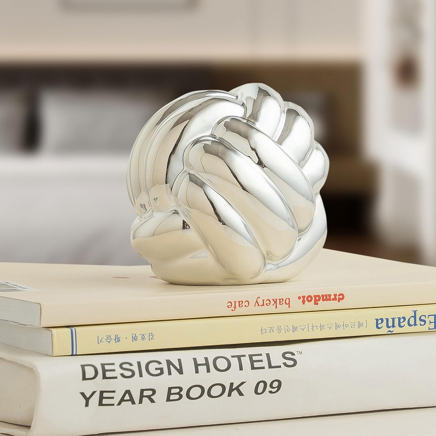 Lynagert Small Silver Knot Decor for Home Office