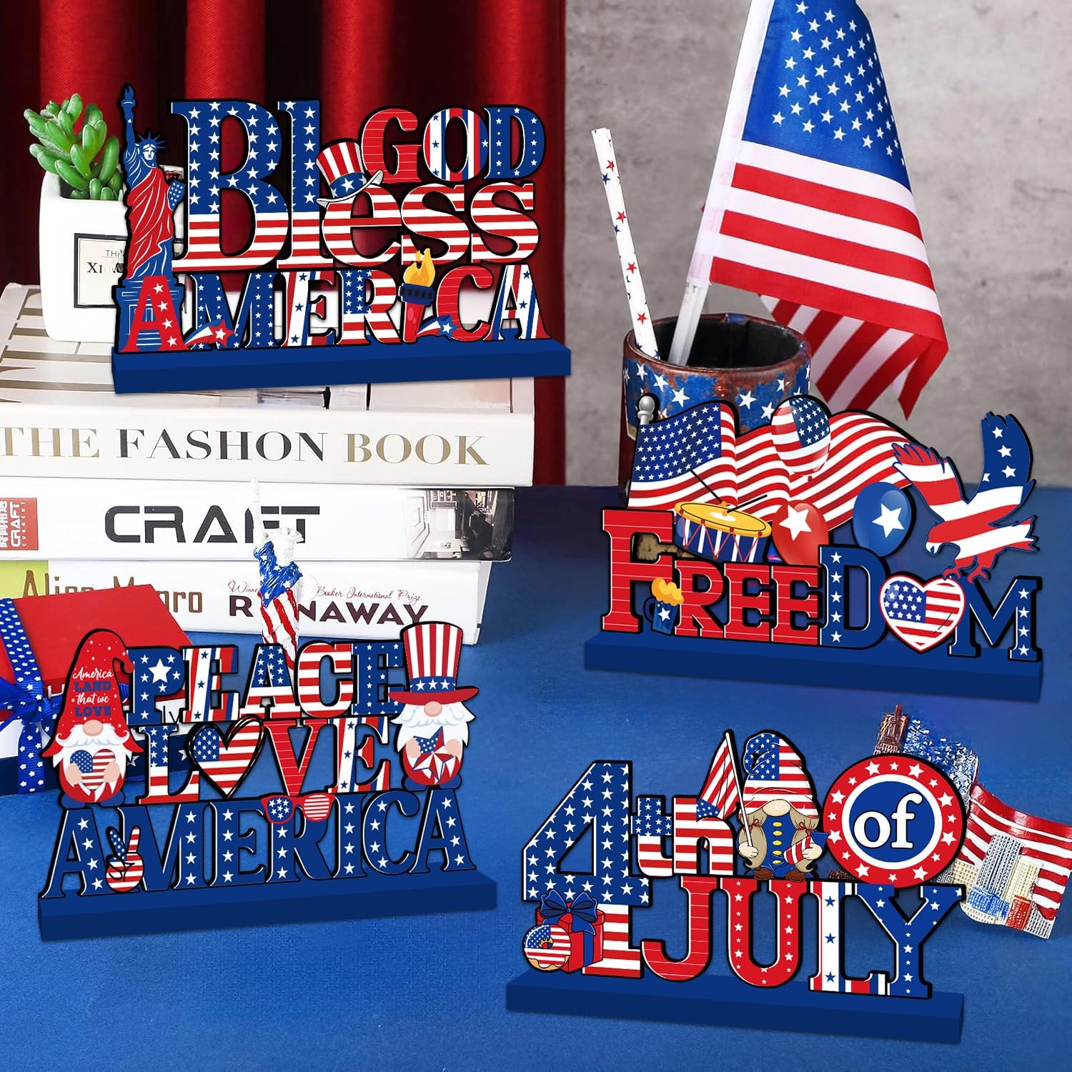 4th of July Decor Table Sign Set for Independence Day