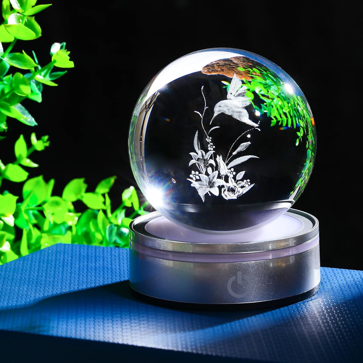 Movdyka 3D Crystal Hummingbird Decor with LED Base