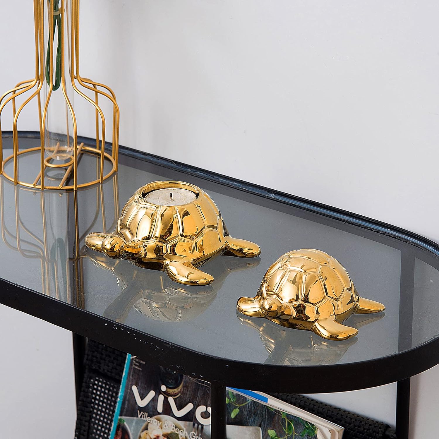 Golden Turtle Statue - Gold Ceramic Home Decor Ornament