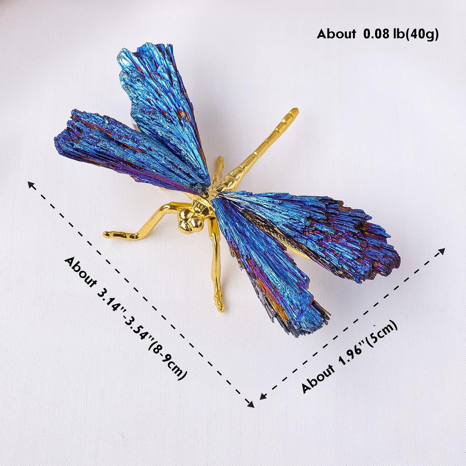 Dragonfly Statue Blue Tourmaline Electroplated Decor