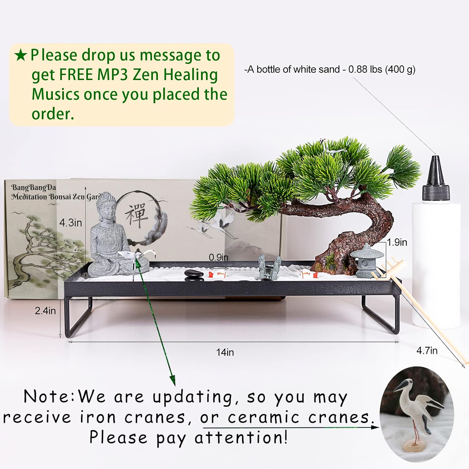 BangBangDa Japanese Meditation Garden Decor for Desk and Office