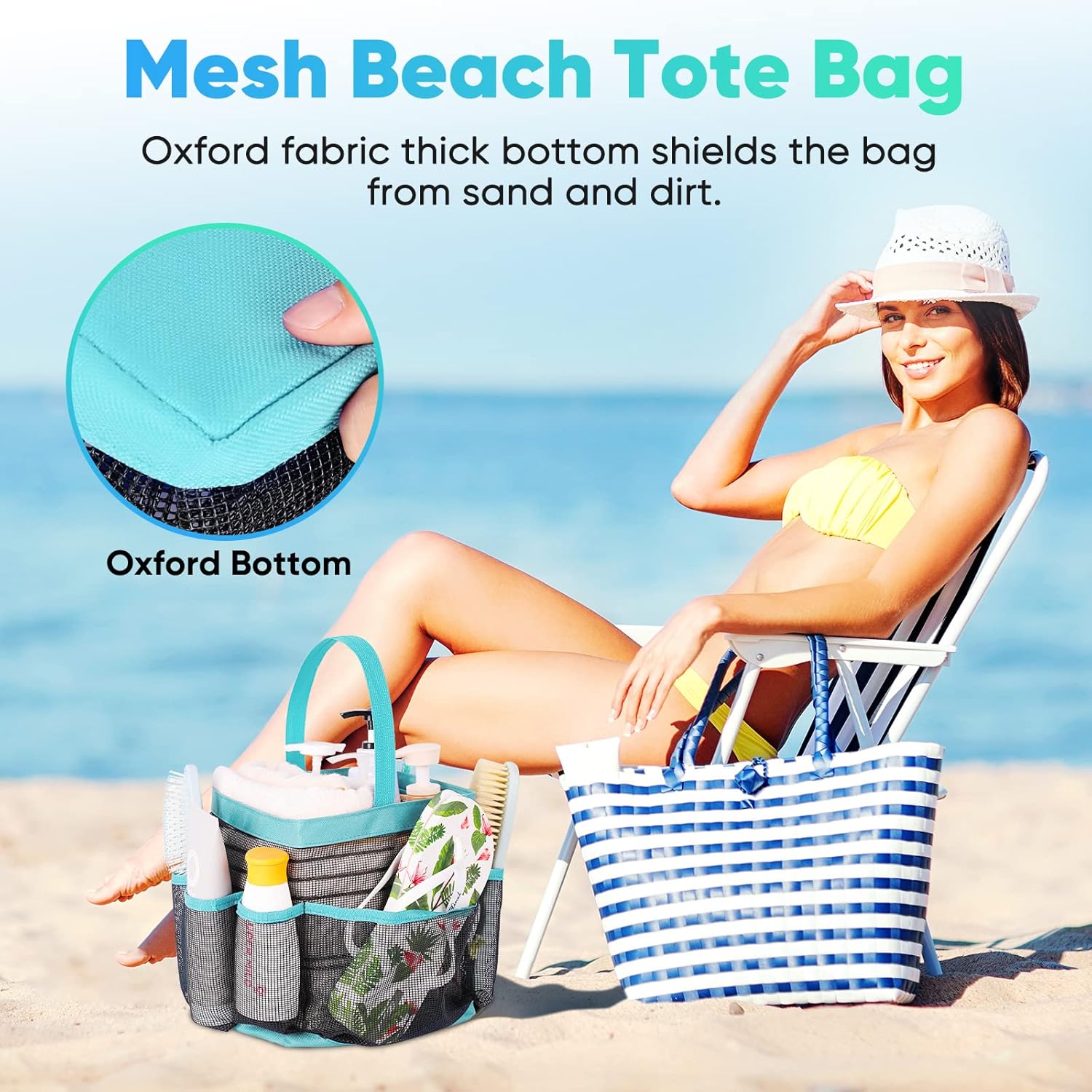 EUDELE Mesh Shower Caddy with 8 Pockets Portable