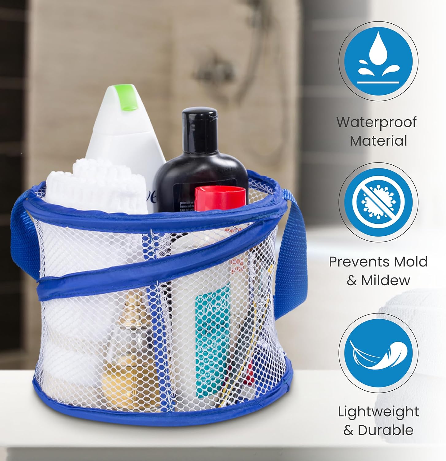 Handy Laundry Foldable Shower Caddy Blue