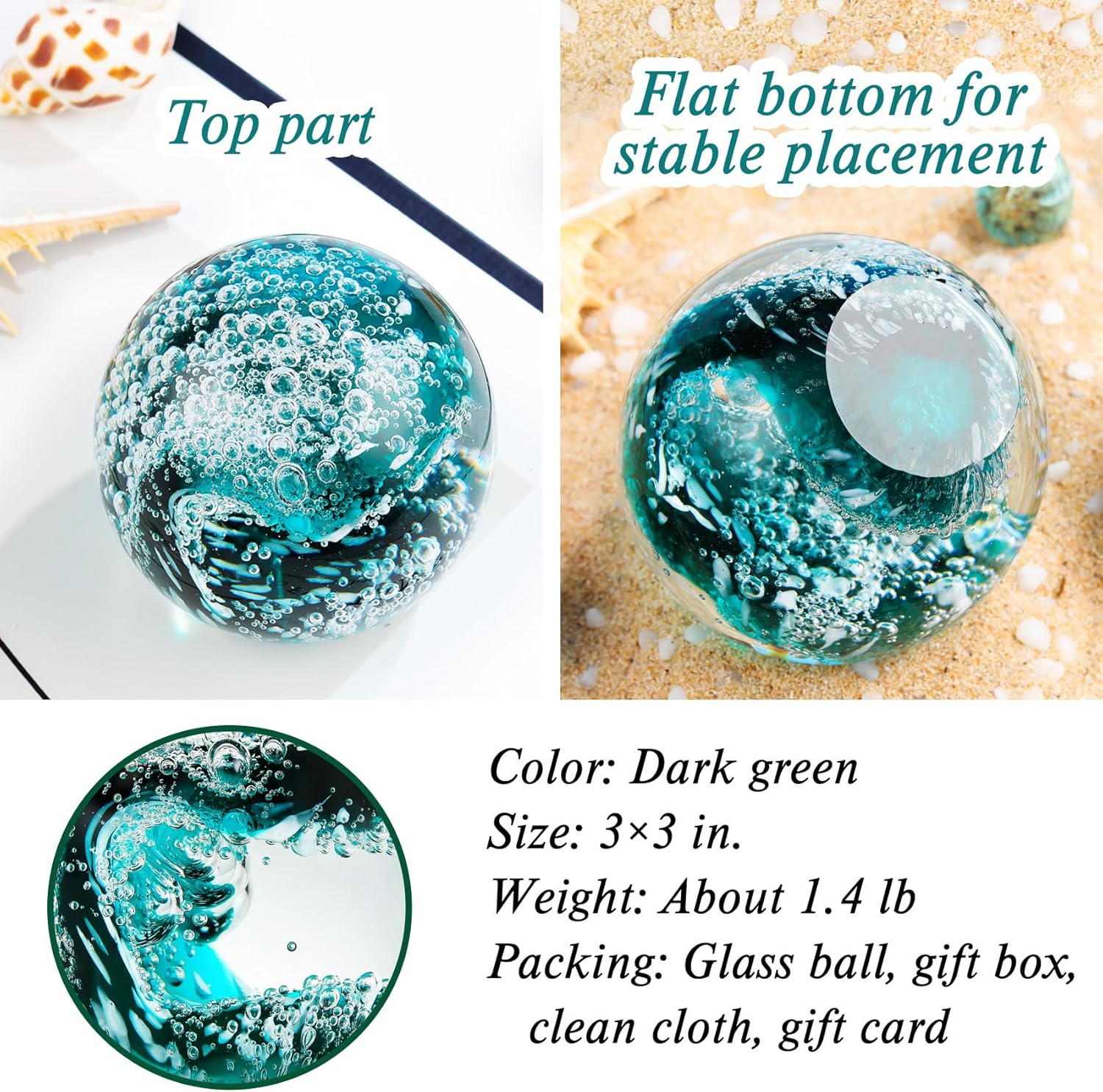 YWHL Hand Blown Crystal Wave Ball Decor