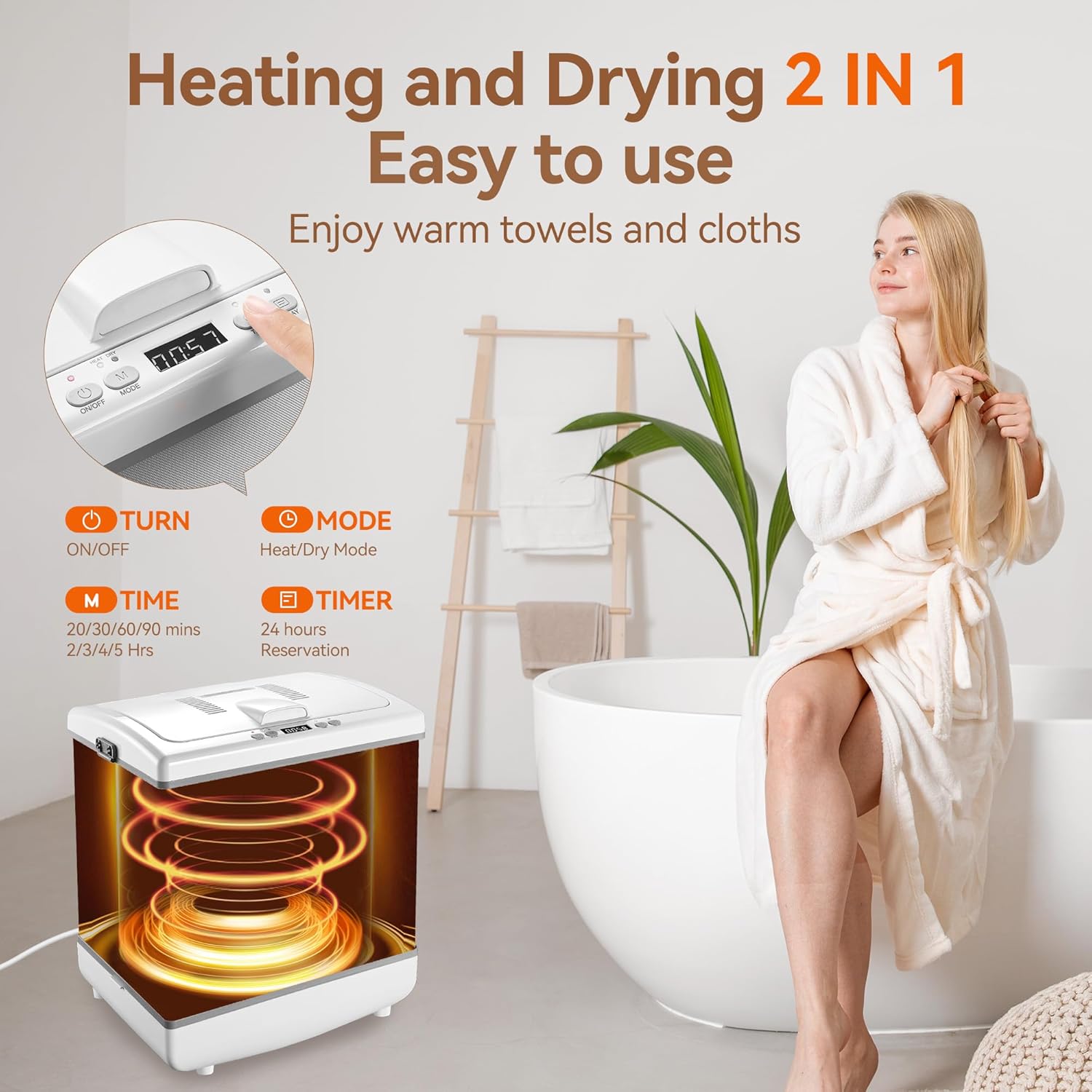 YOSHIKO Heated Towel Warmers 35L Electric Bucket with Timer and LED Display