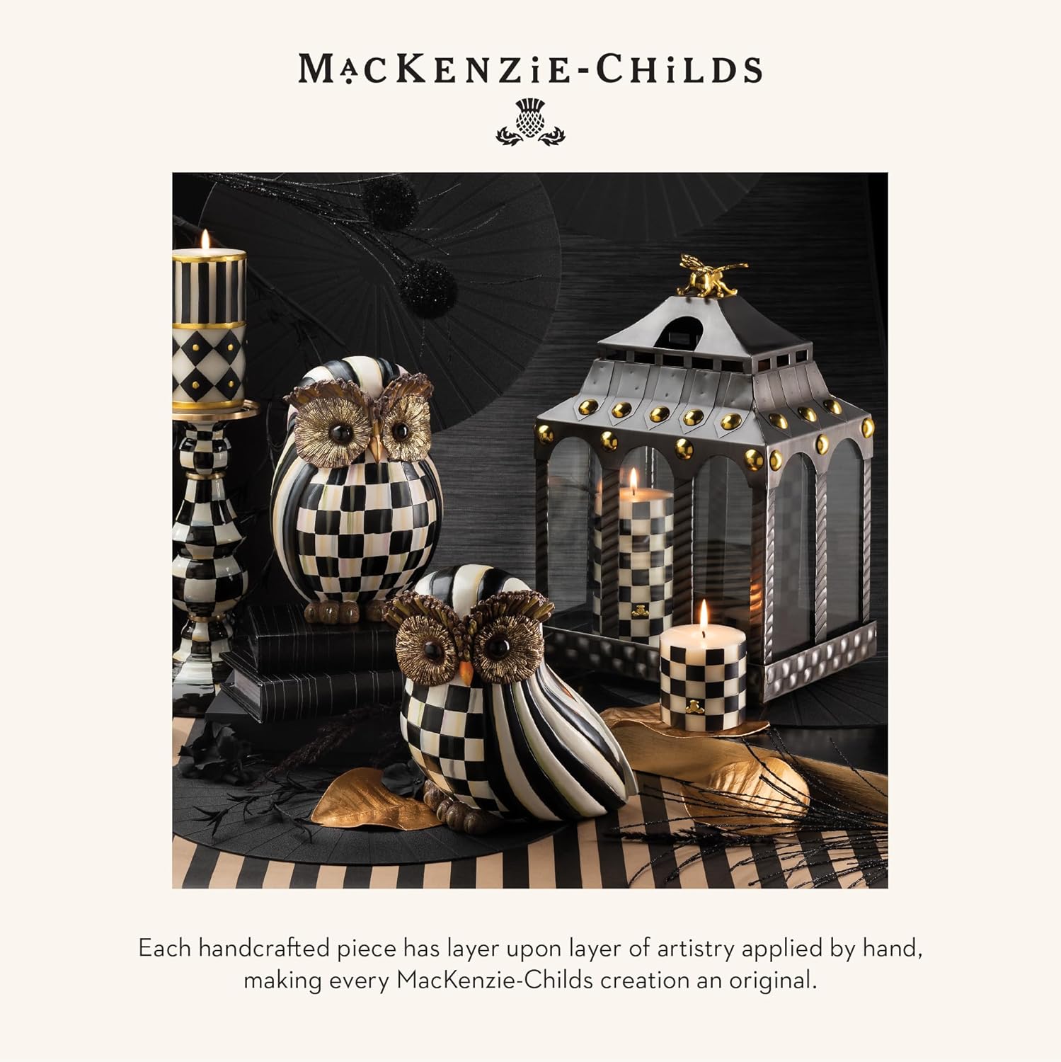 MACKENZIE-CHILDS Fall Owl Decor Statue
