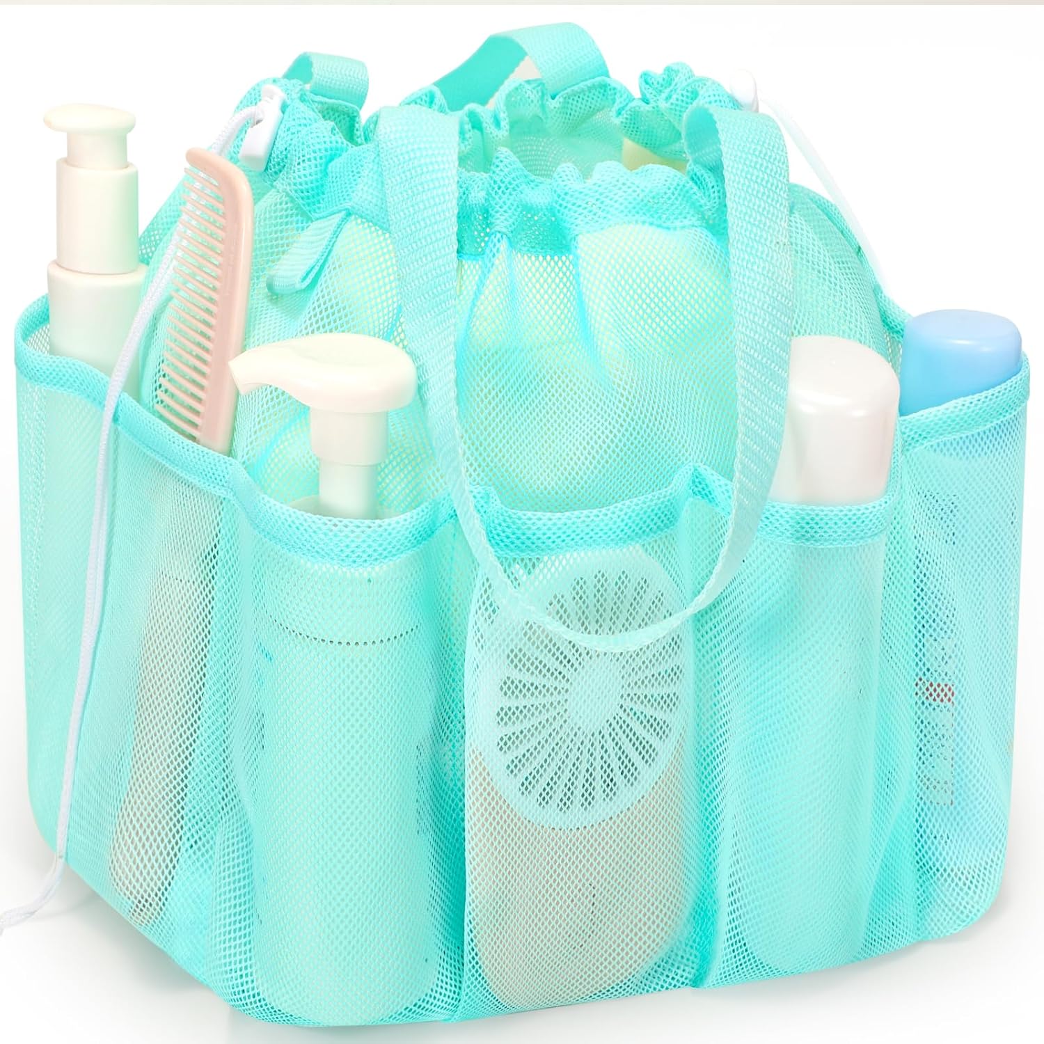 Famichan Mesh Shower Caddy with 8 Pockets Blue