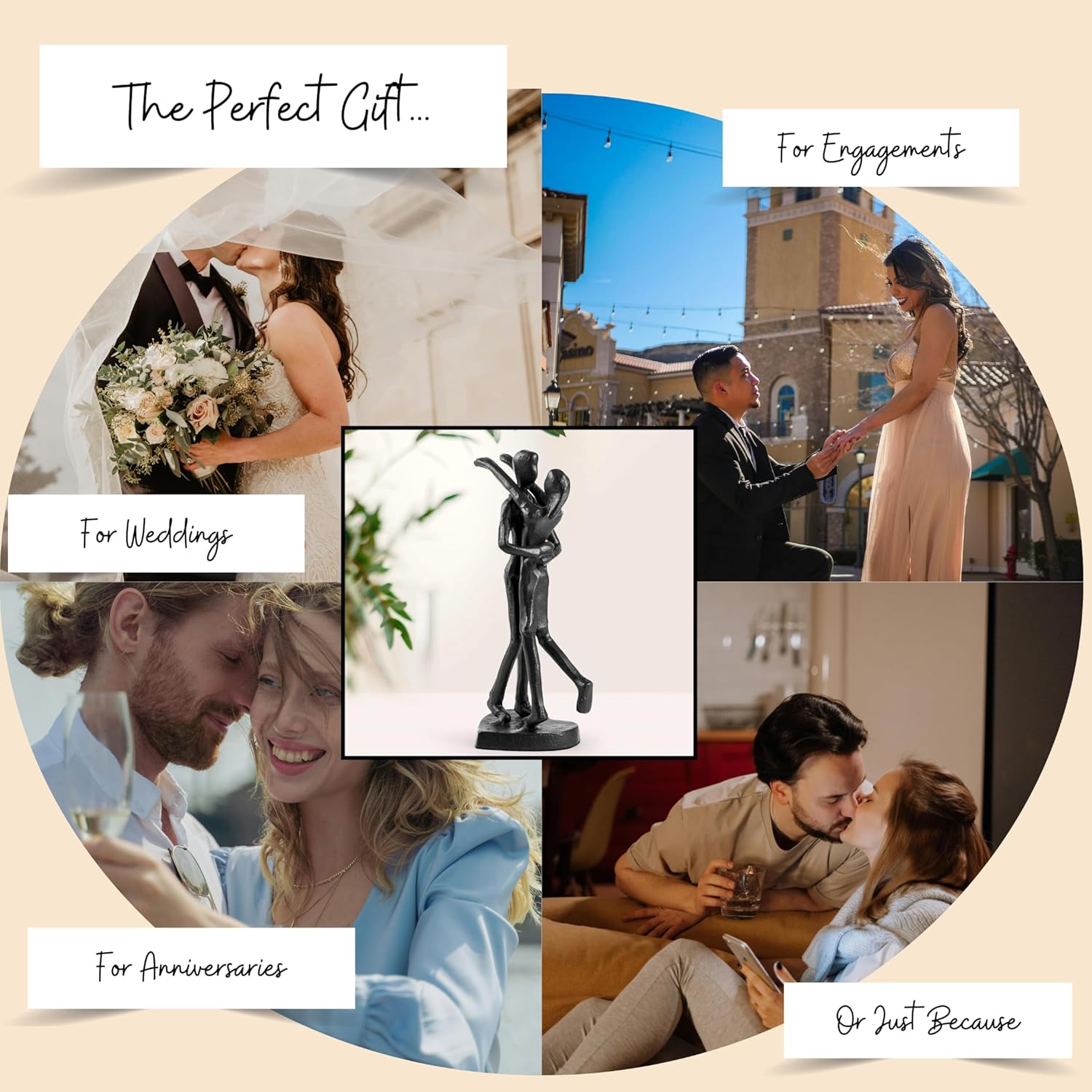 6th Anniversary Couple Iron Sculpture Romantic Gift for Her