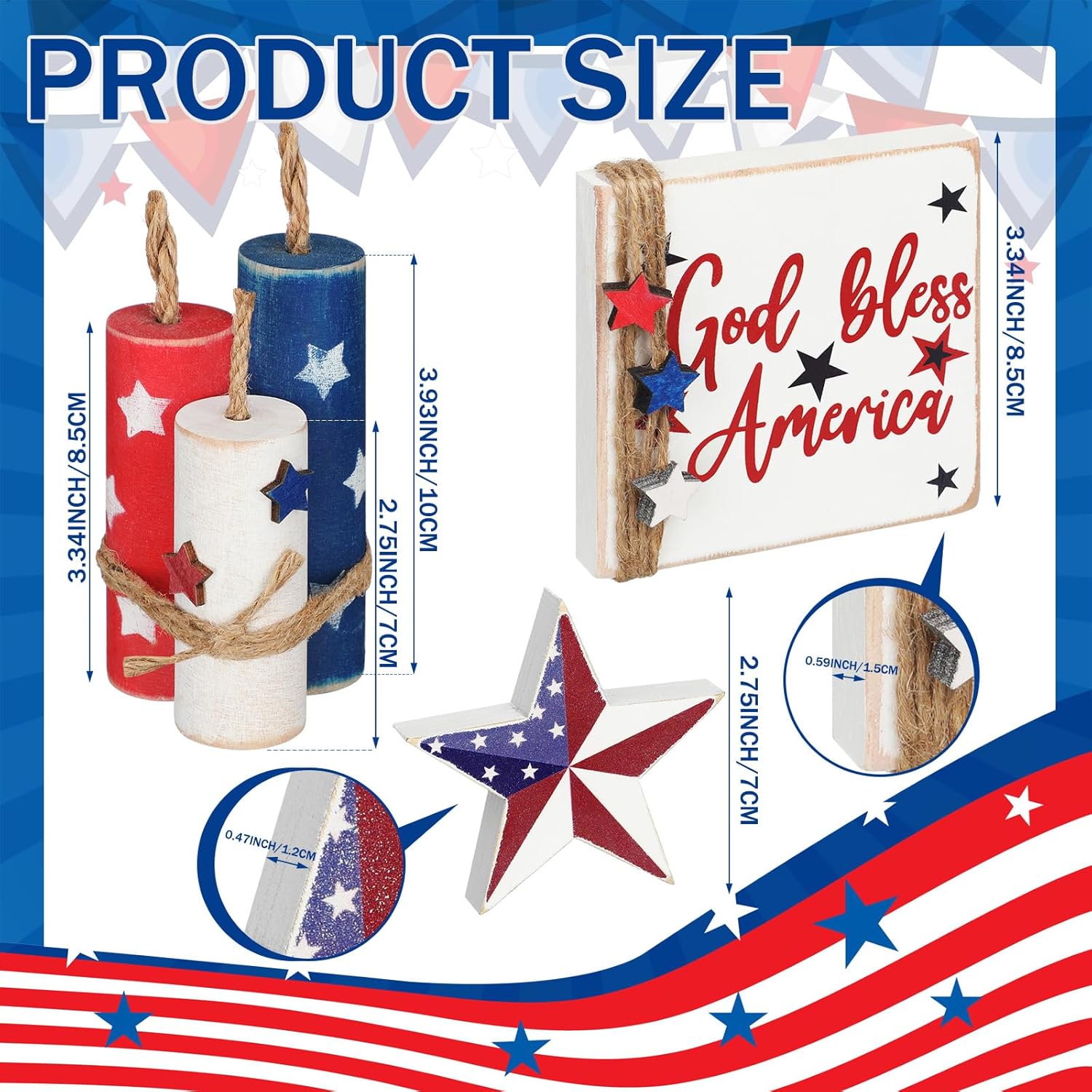 Amyhill 5 Pcs 4th of July Wood Centerpieces