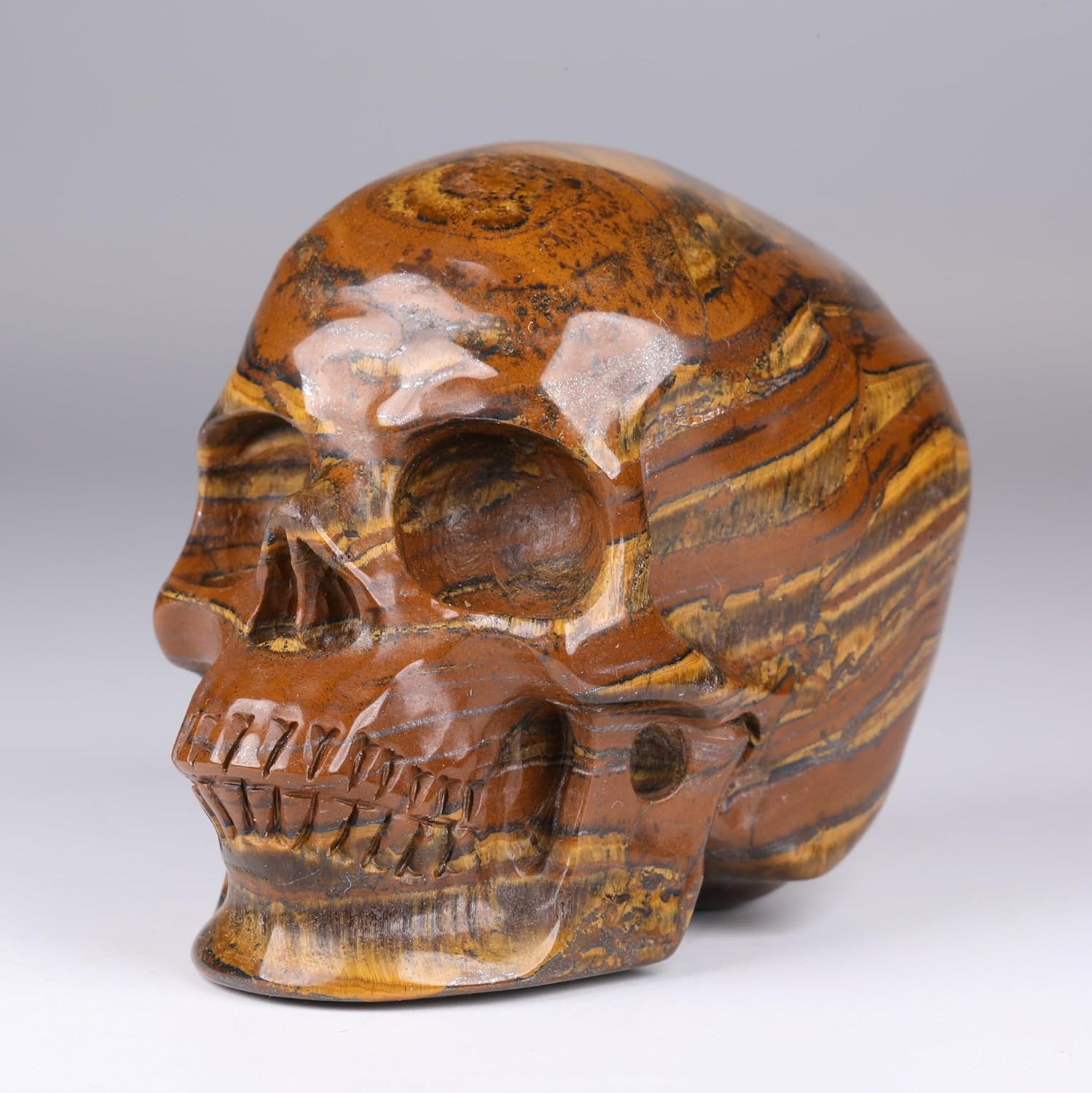 MRSKULL 25 Inch Tiger Iron Eye Skull Statue