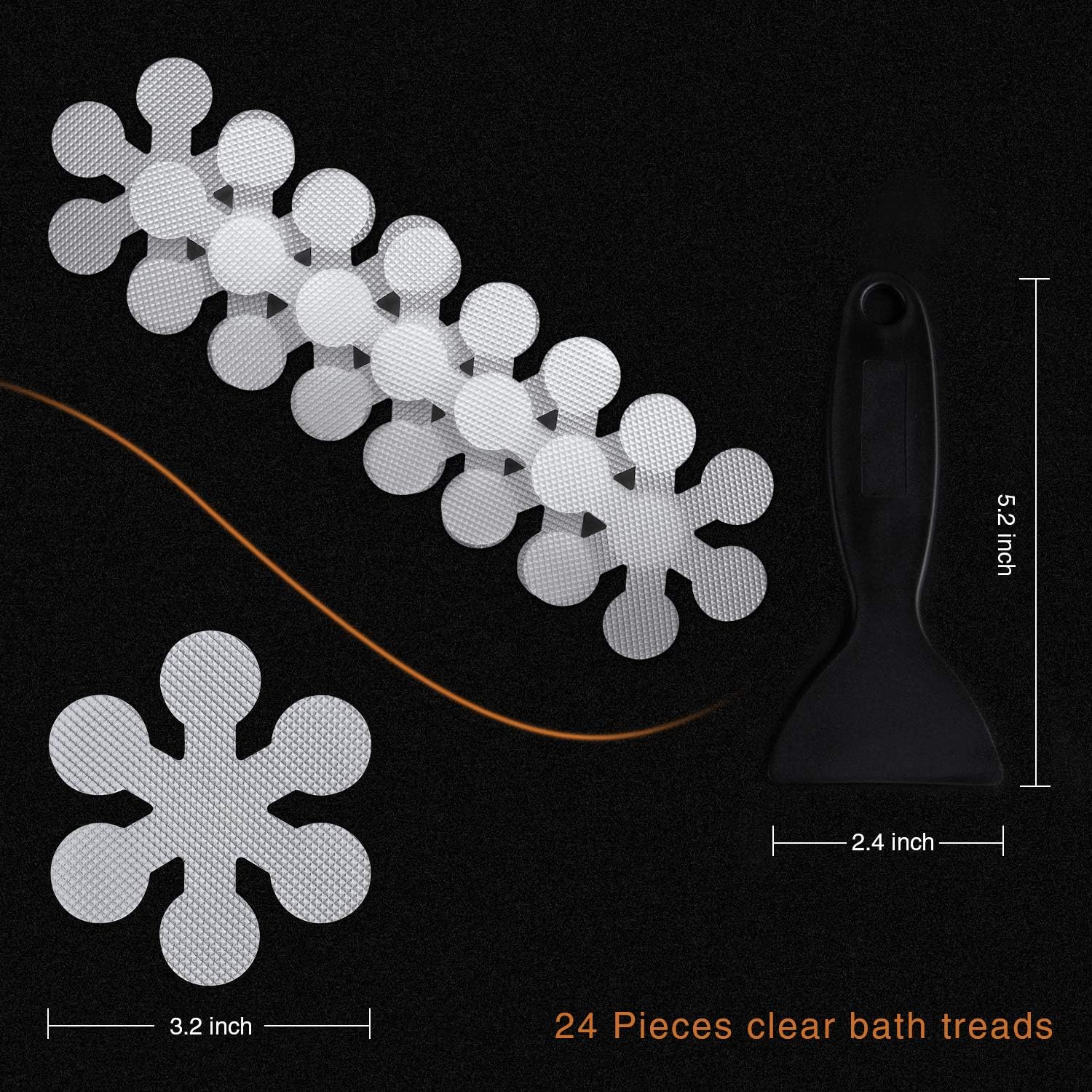 Secopad Non-Slip Bathtub Stickers 24 PCS Safety Treads