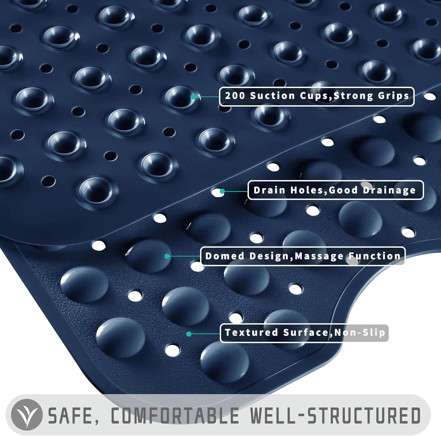 Yimobra Bath Mat Non Slip 40x16 with Suction Cups and Drain Holes
